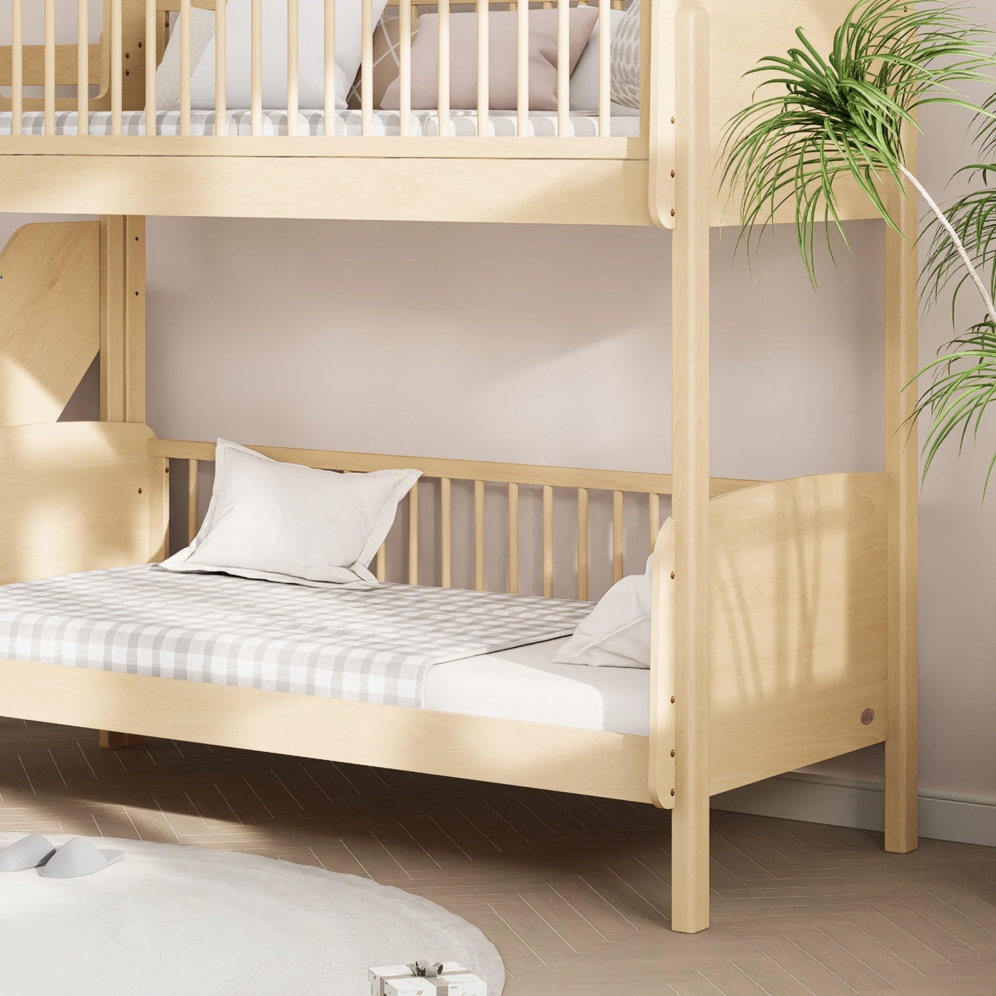 Boori Matilda Kids NZ Single Bunk Bed + Storage Staircase, Beech