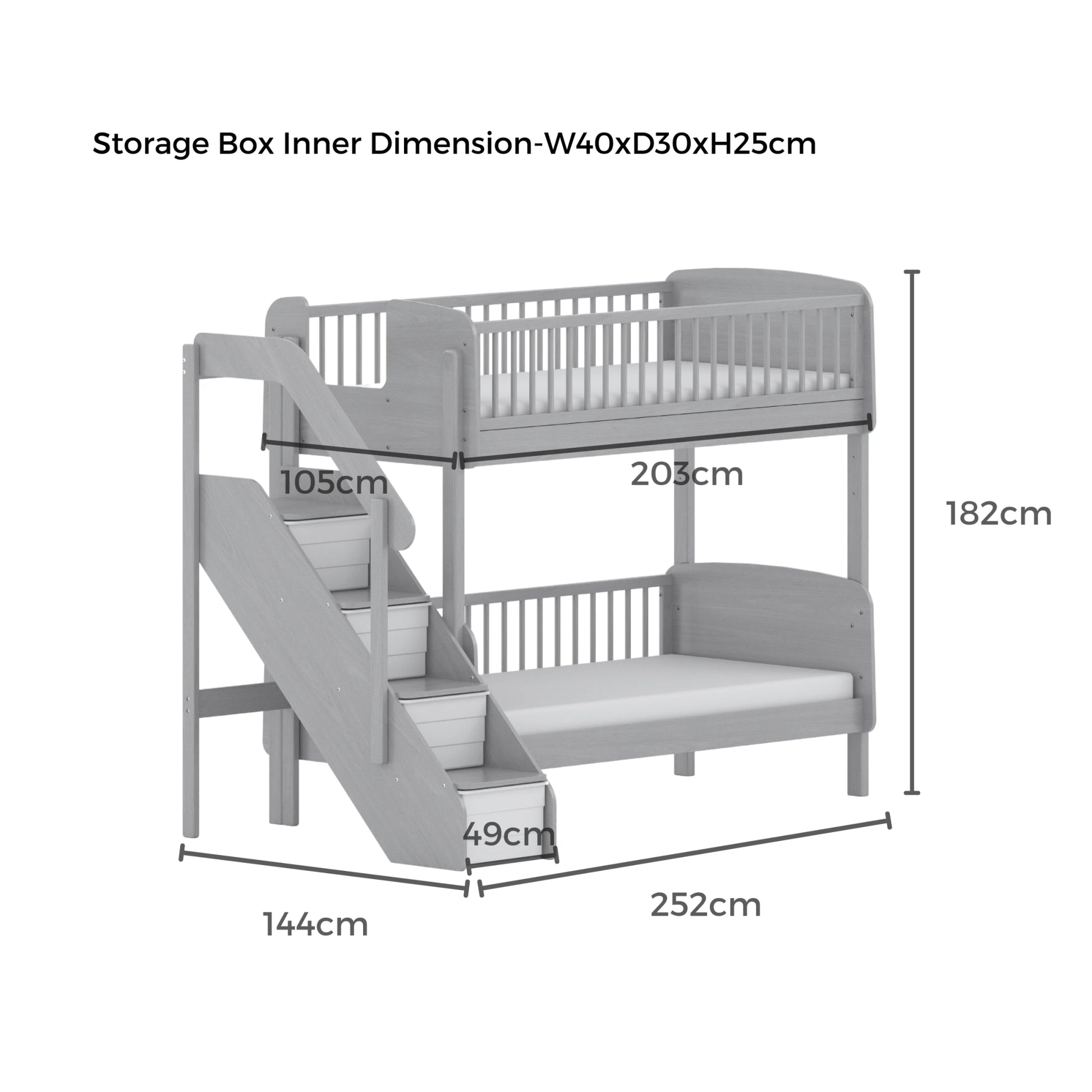 Boori Matilda Kids NZ Single Bunk Bed + Storage Staircase, Beech
