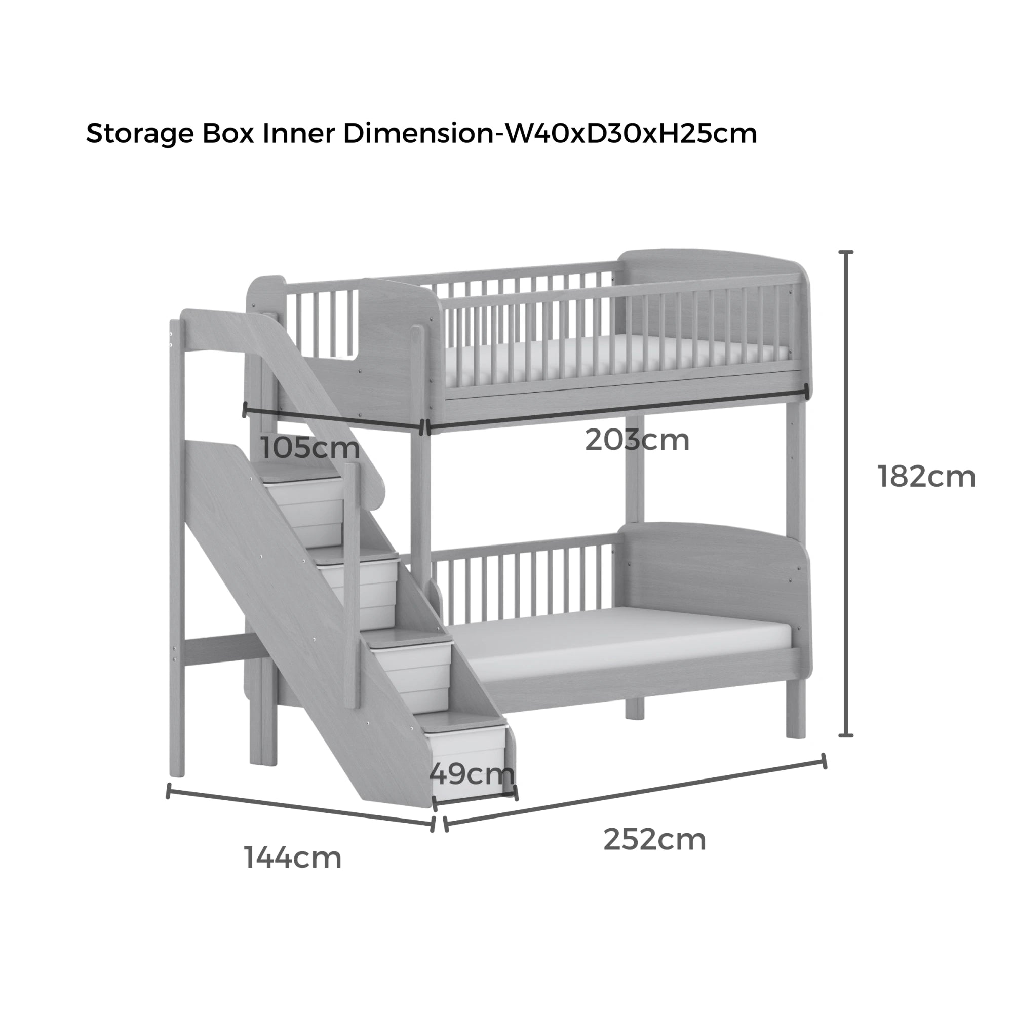 Boori Matilda Kids NZ Single Bunk Bed + Storage Staircase, Beech