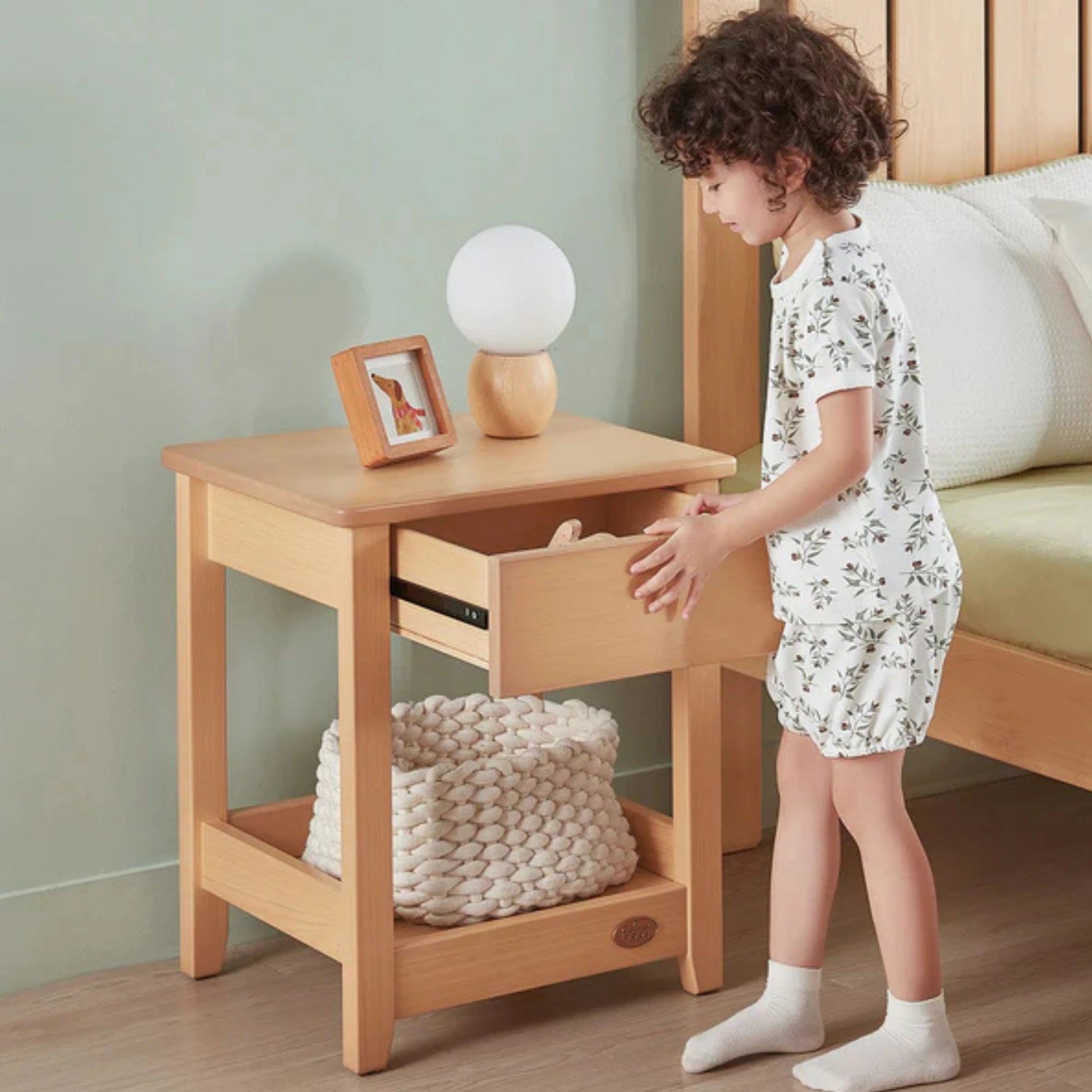 Boori Linear Kids Bedside Table, Almond