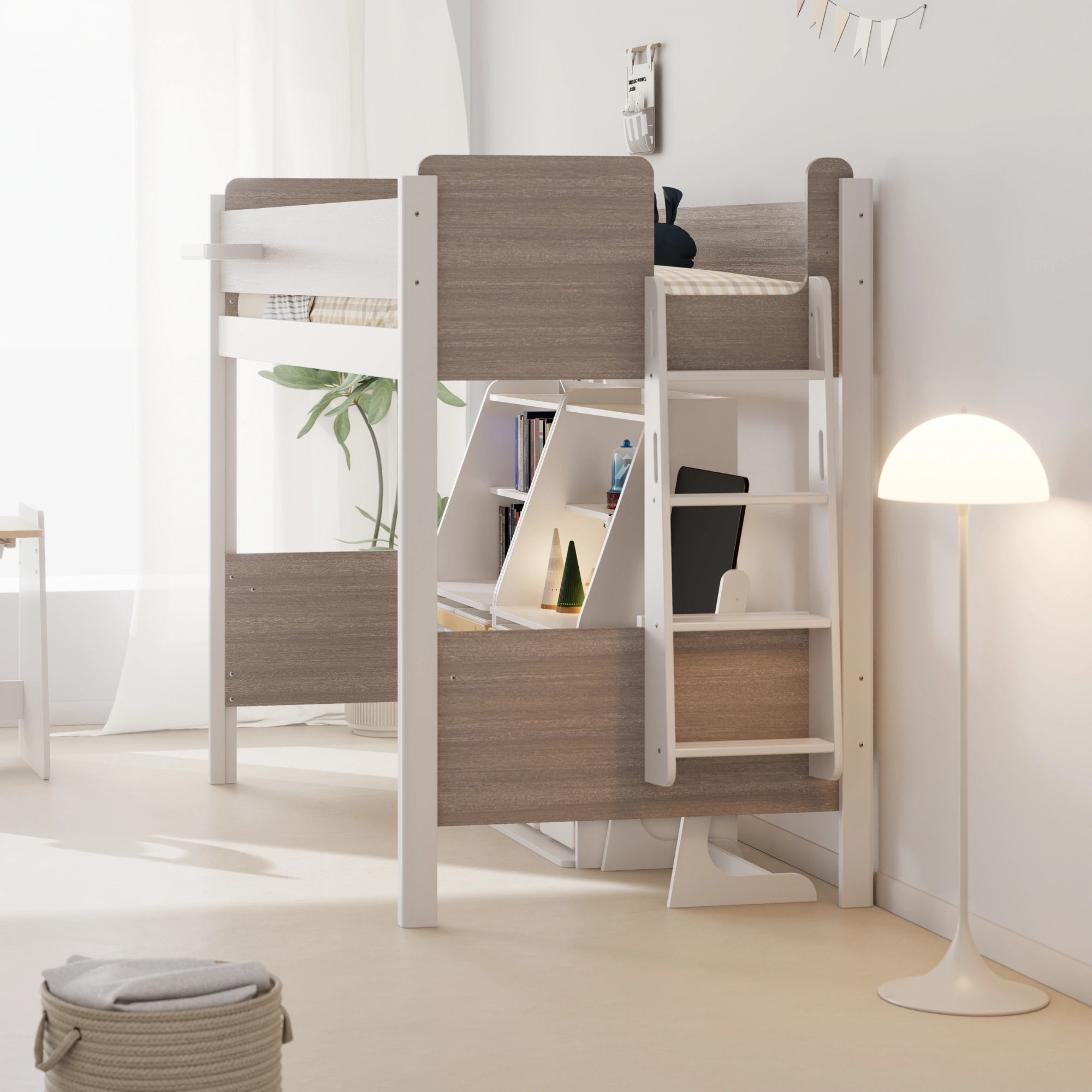 Boori Natty Kids NZ King Single Loft Bed + Ladder, Oak