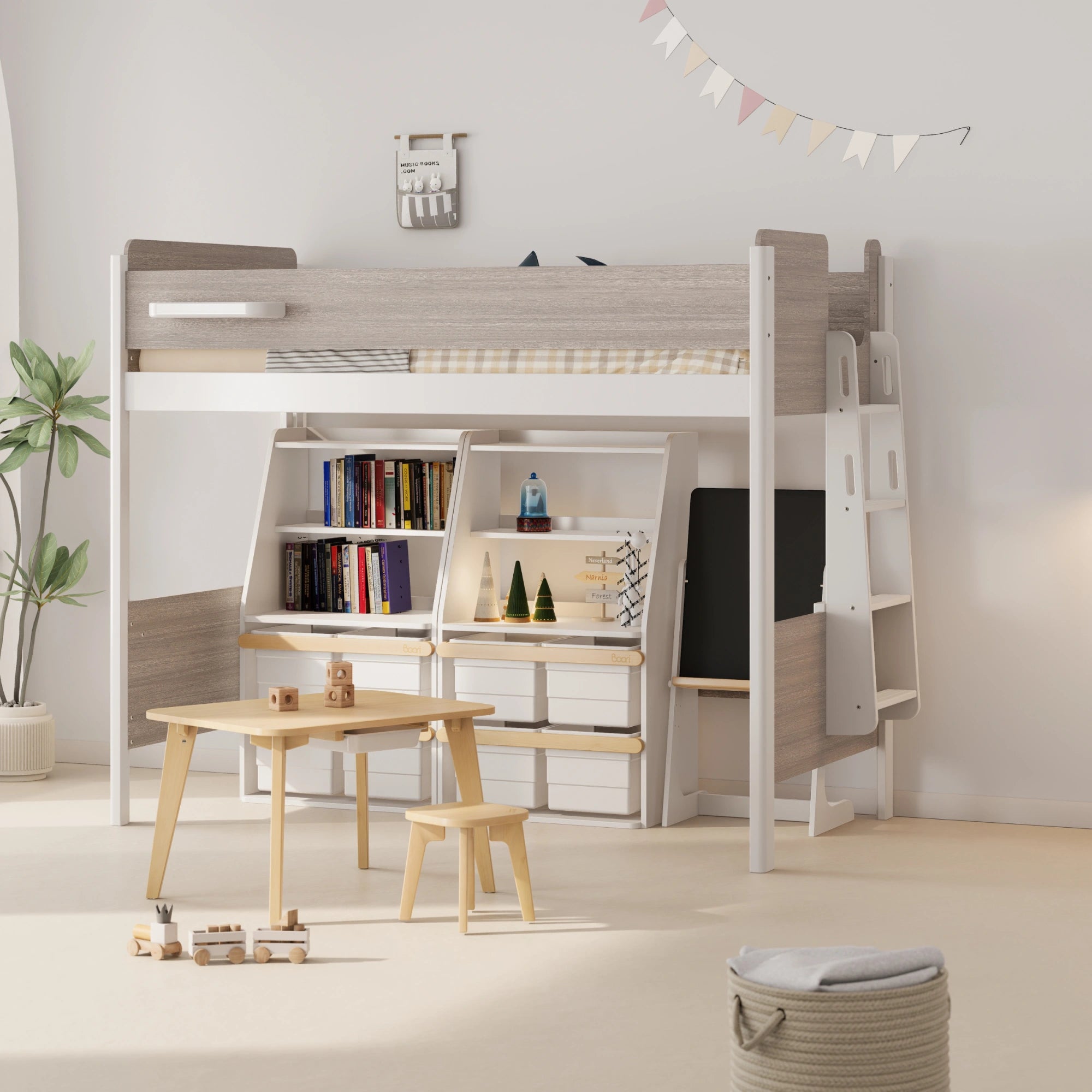 Boori Natty Kids NZ King Single Loft Bed + Ladder, Oak