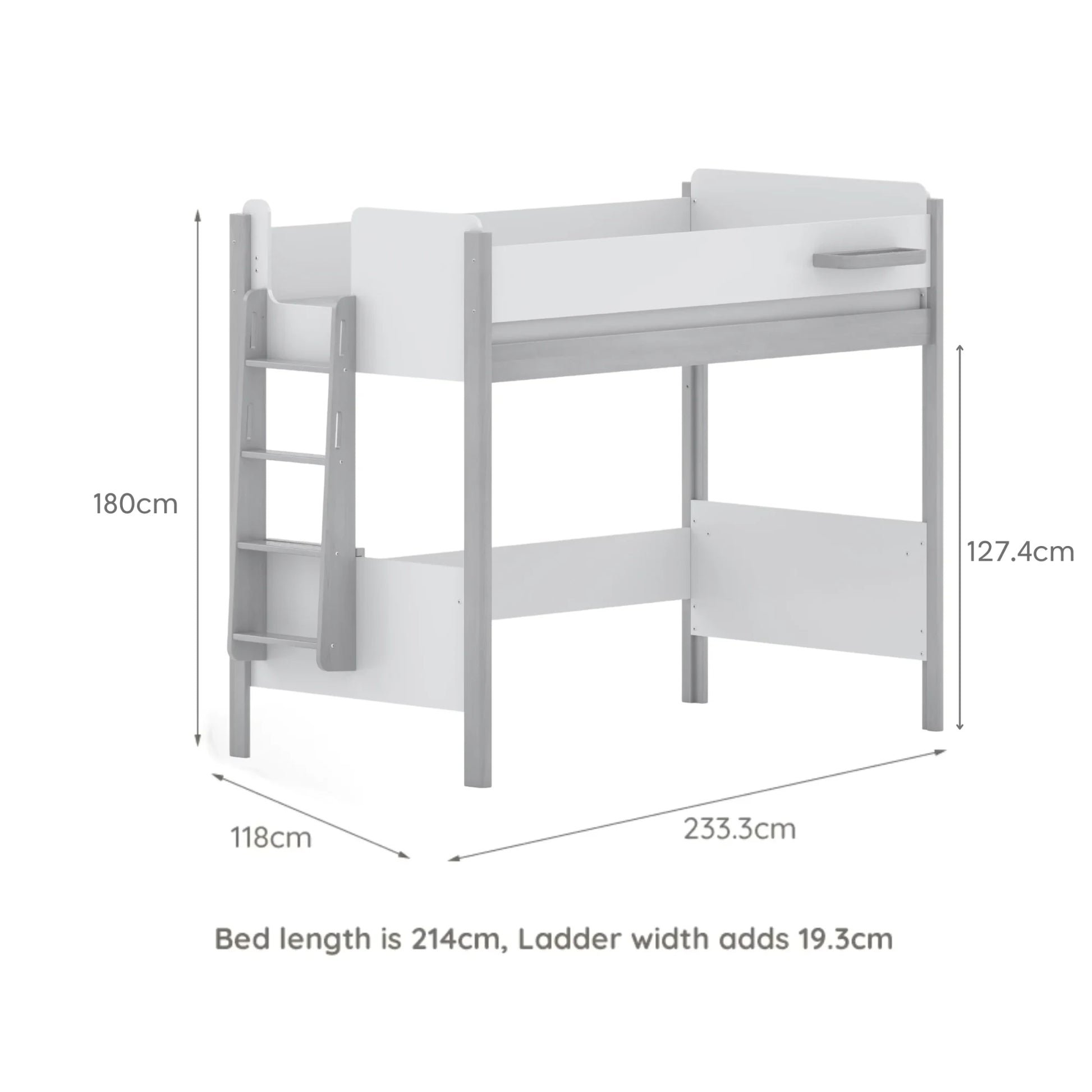 Boori Natty Kids NZ King Single Loft Bed + Ladder, Oak