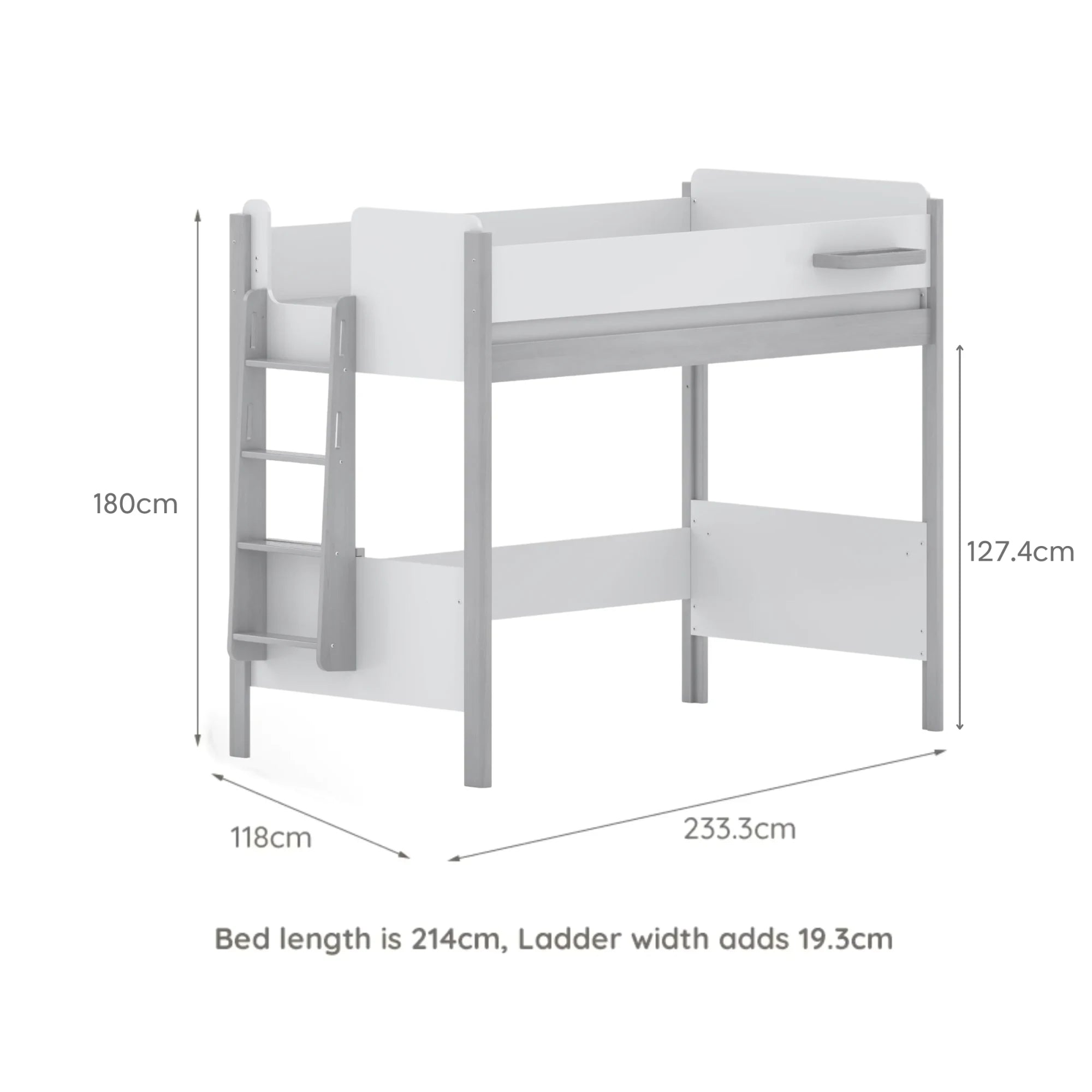 Boori Natty Kids NZ King Single Loft Bed + Ladder, Oak