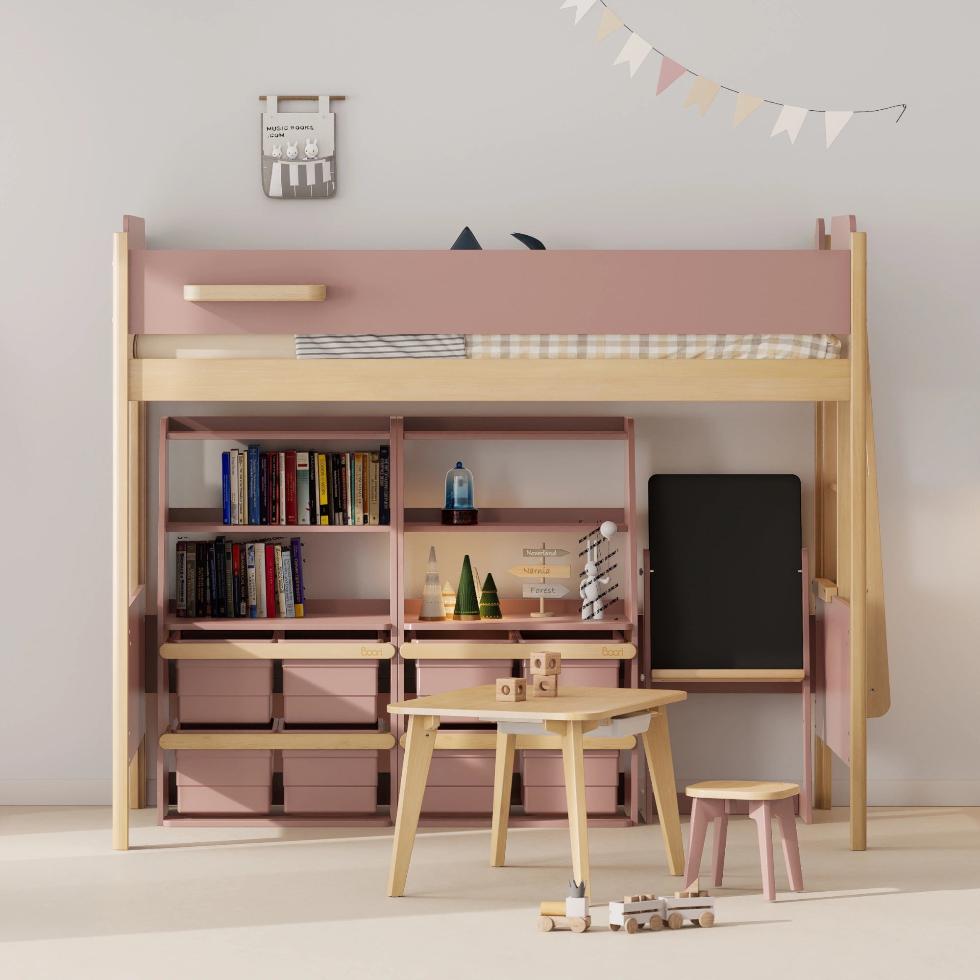 Boori Natty Kids NZ King Single Loft Bed + Ladder, Cherry