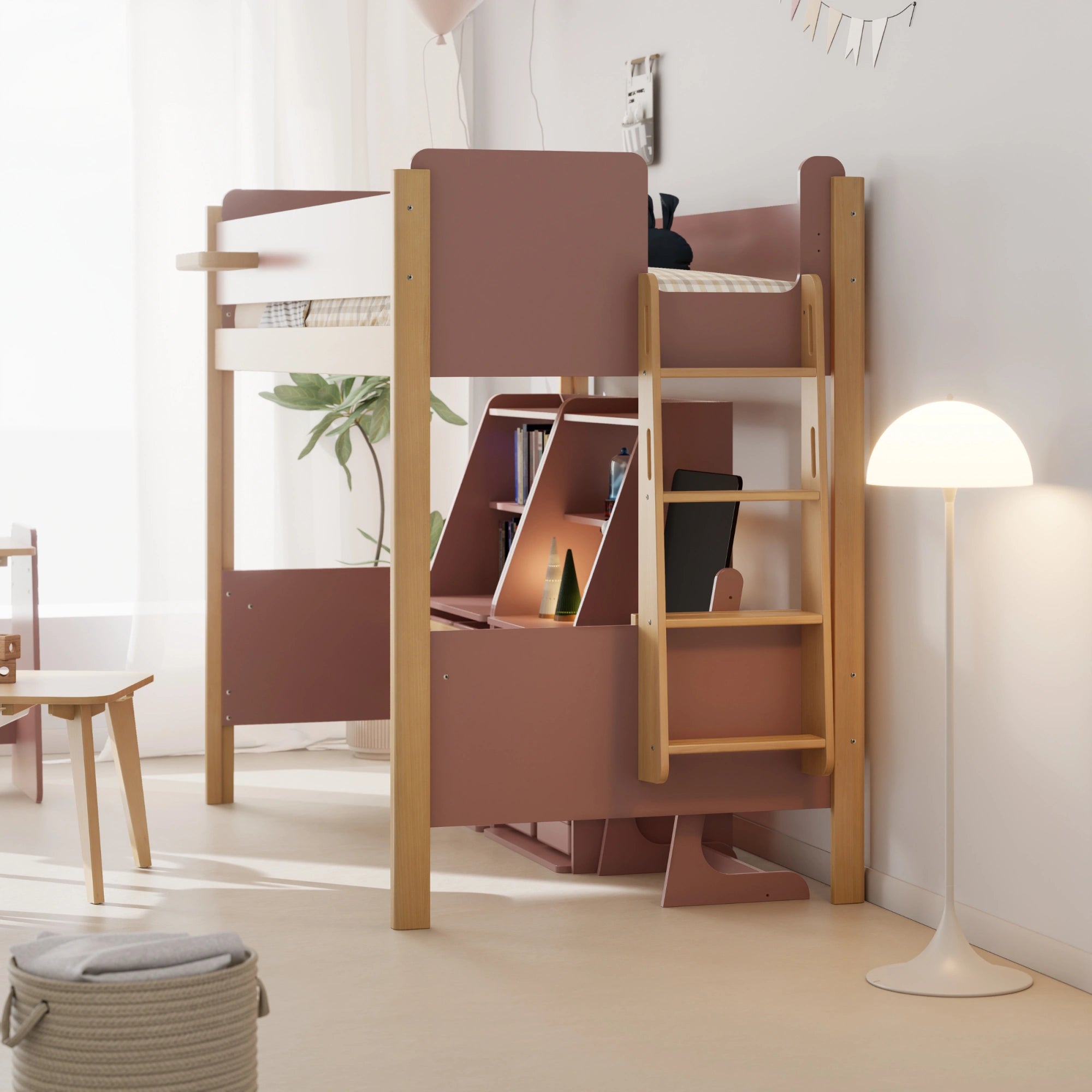 Boori Natty Kids NZ King Single Loft Bed + Ladder, Cherry