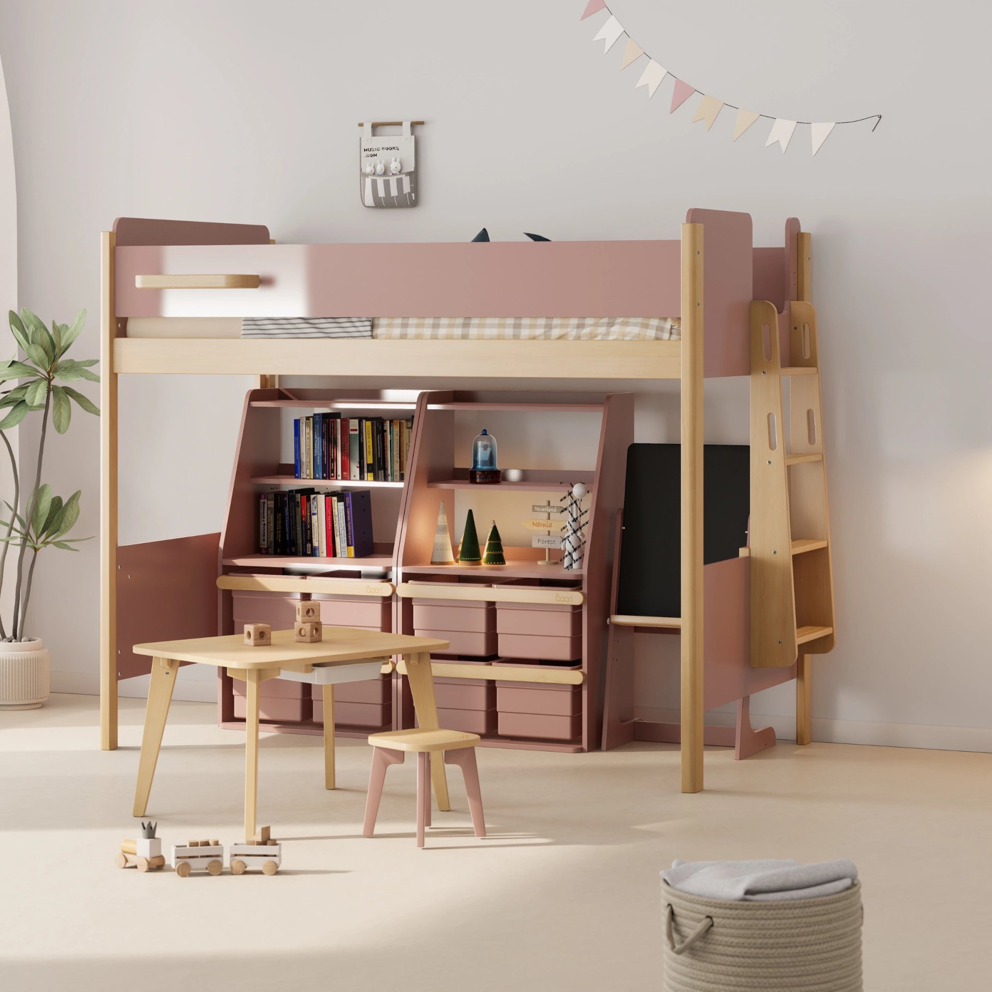 Boori Natty Kids NZ King Single Loft Bed + Ladder, Cherry