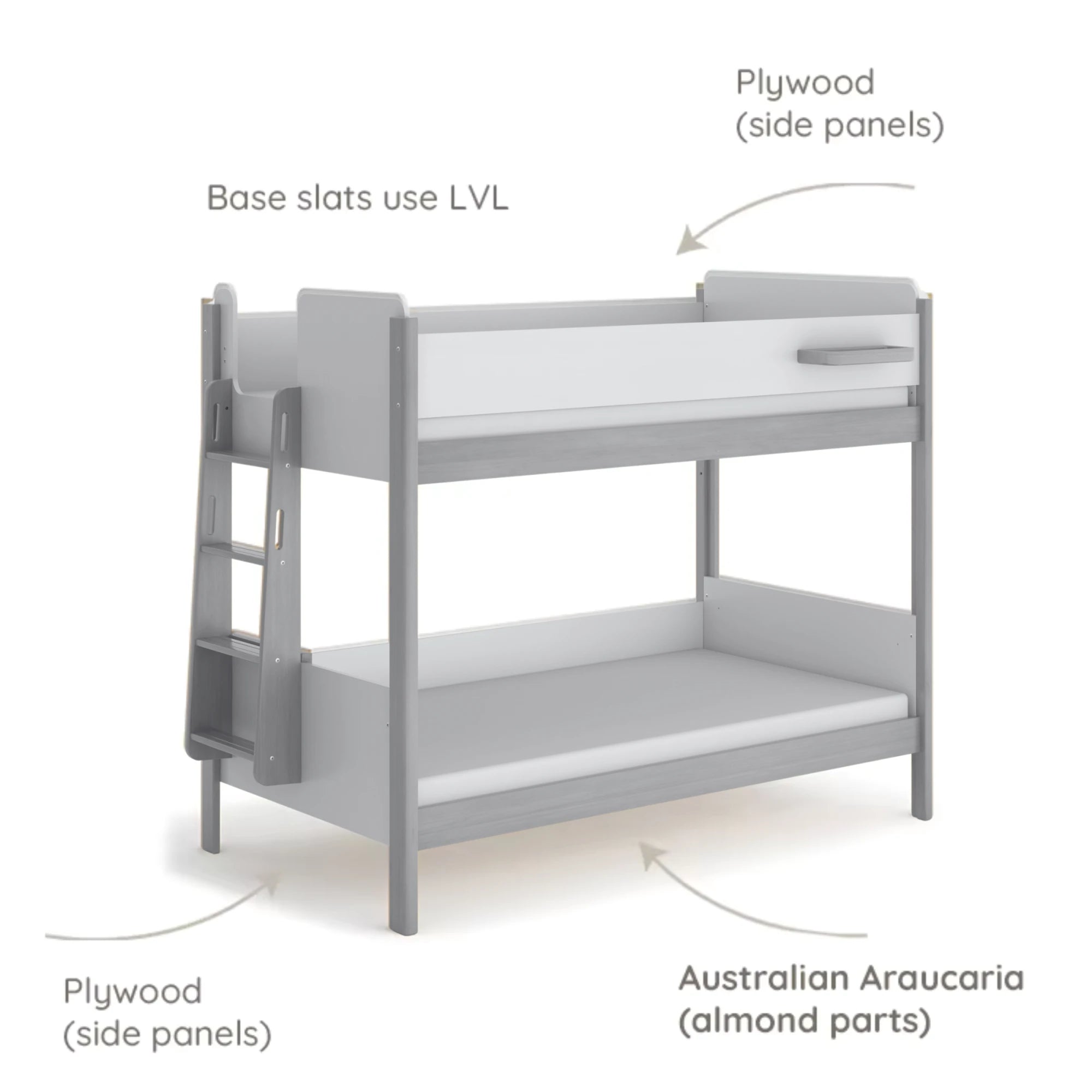 Boori Natty Kids NZ King Single Bunk Bed + Ladder, Oak