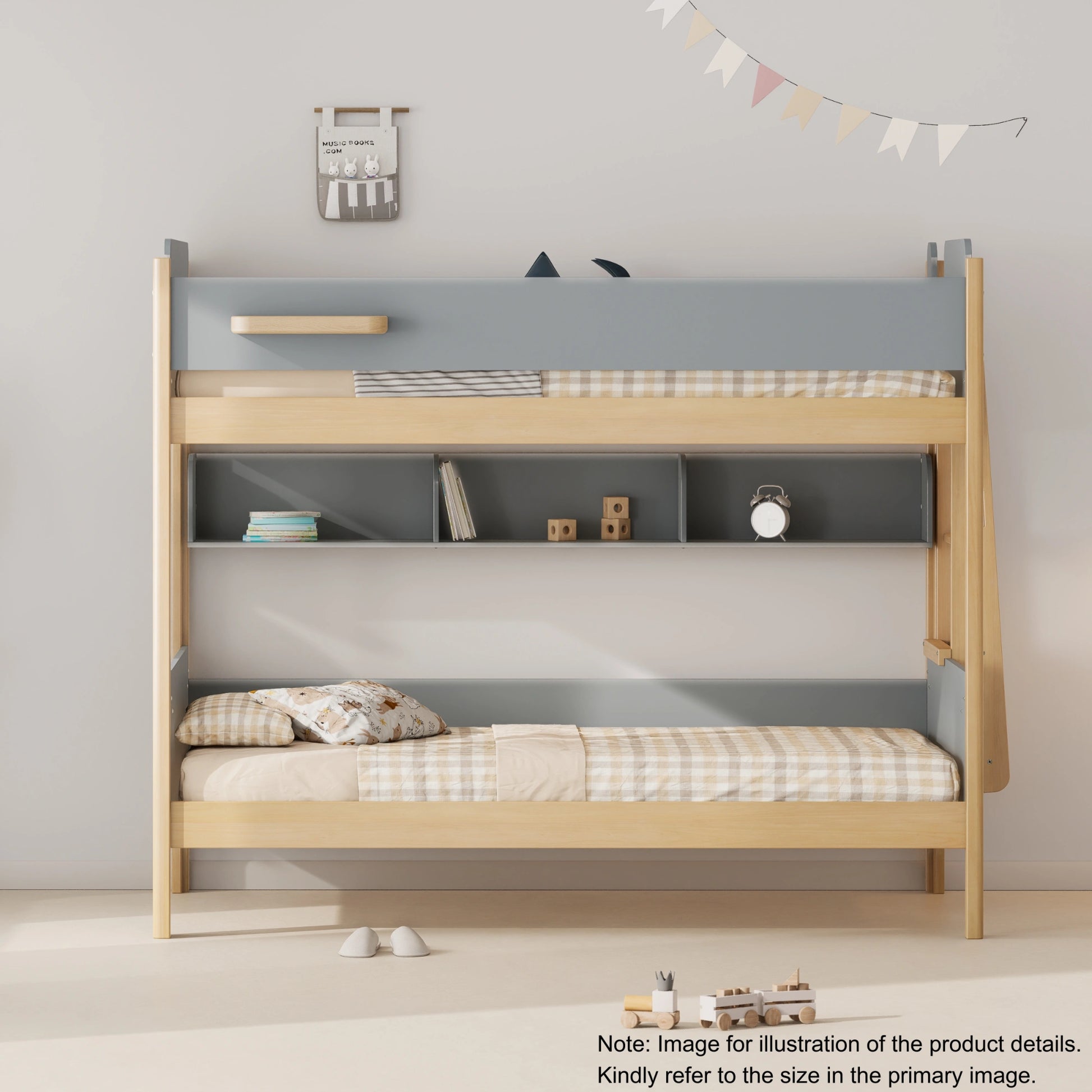 Boori Natty Kids NZ King Single Bunk Bed + Ladder, Blueberry