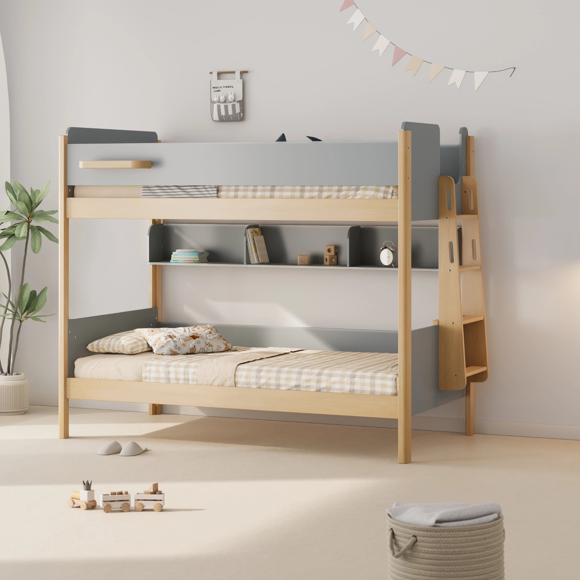 Boori Natty Kids NZ King Single Bunk Bed + Ladder, Blueberry