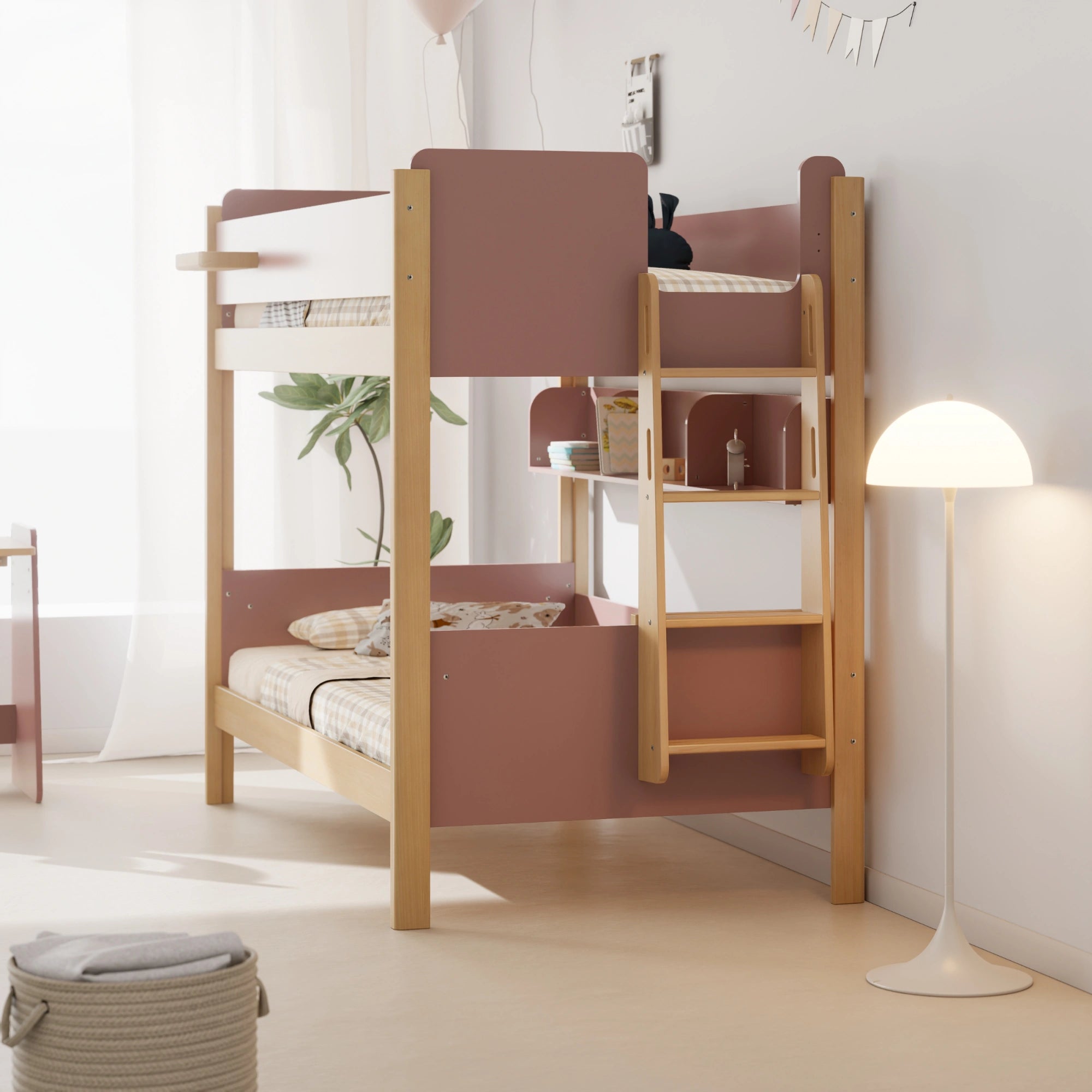 Boori Natty Kids NZ King Single Bunk Bed + Ladder, Cherry