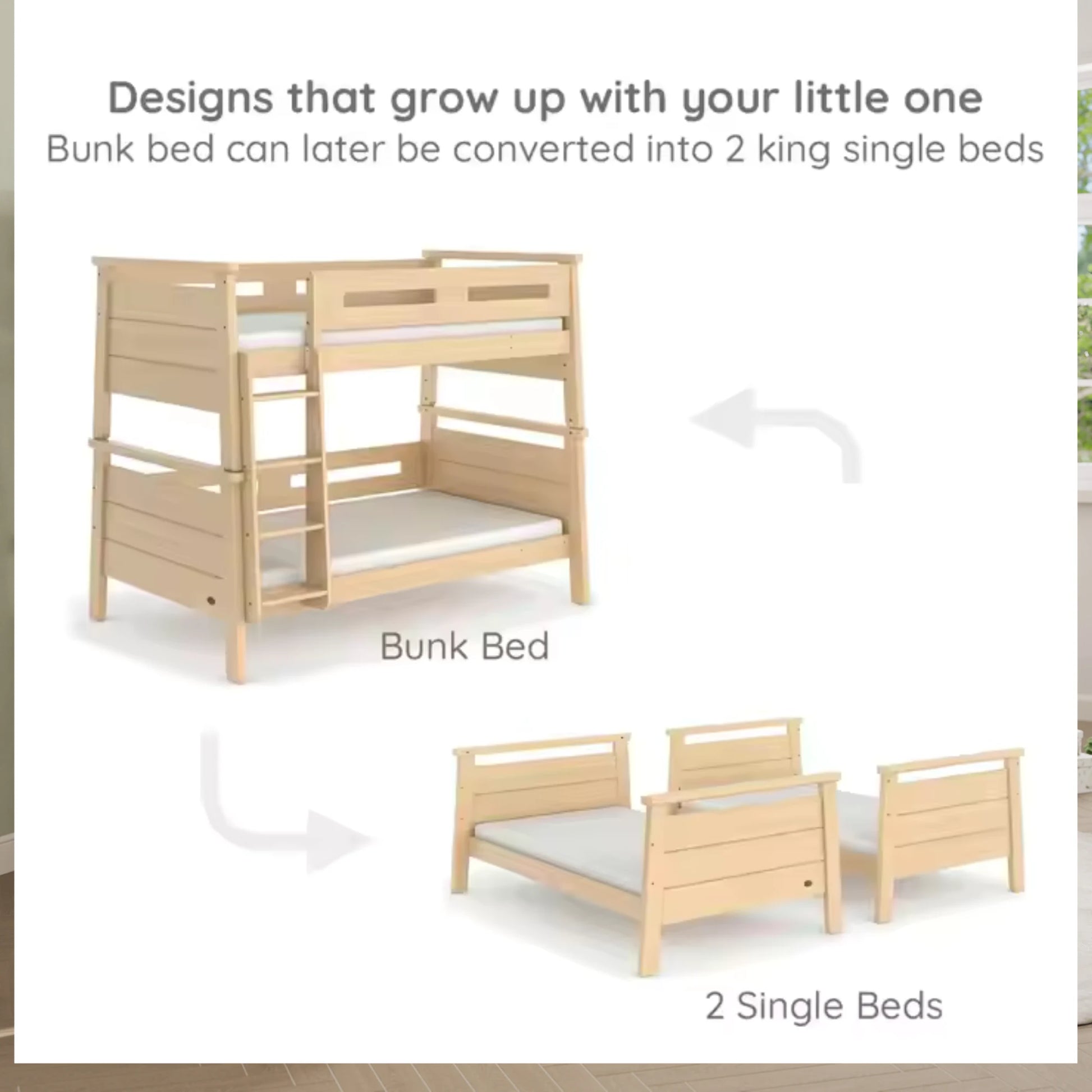 Boori Horizon Kids NZ King Single Bunk Bed, Brushed Natural