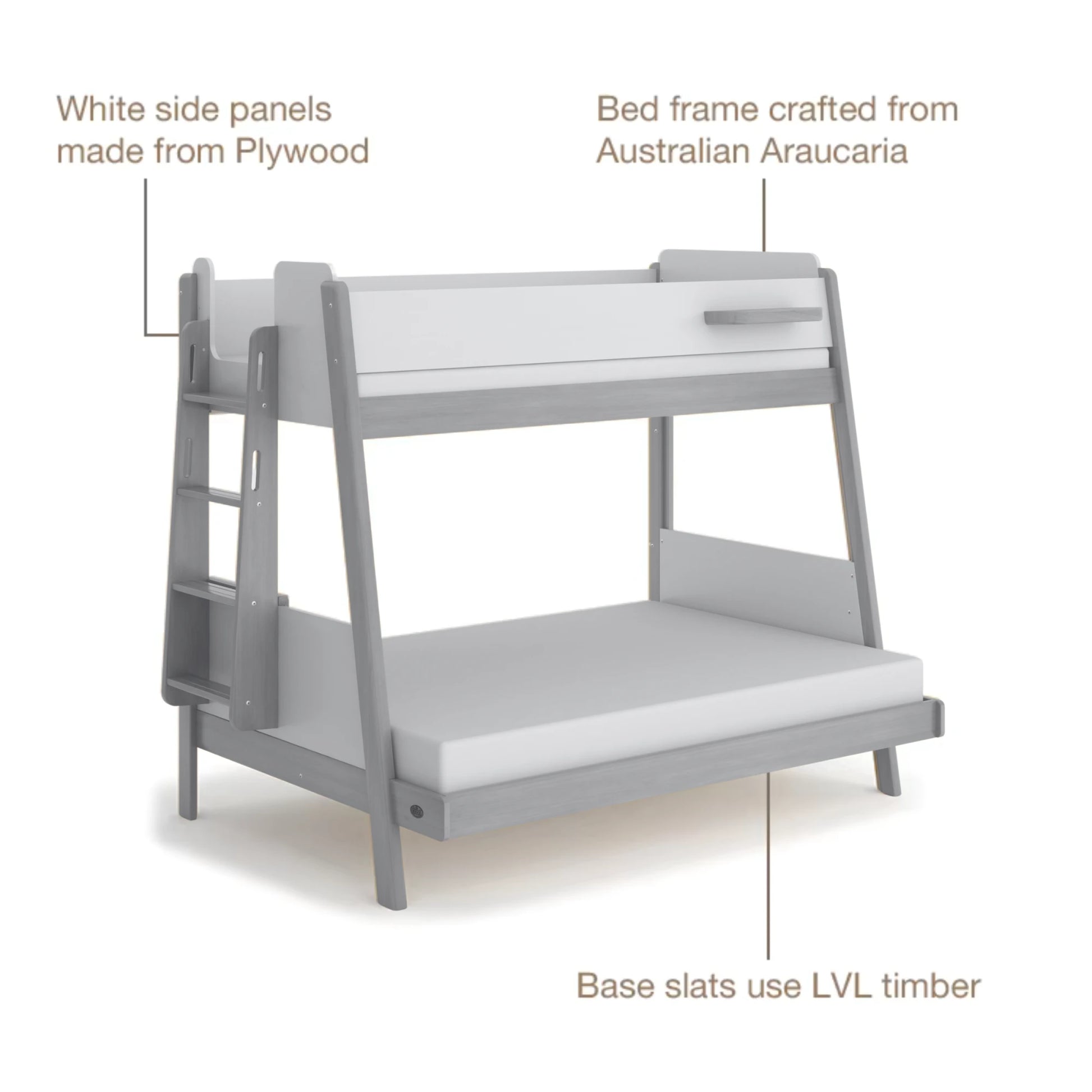 Boori Natty Kids Maxi Bunk Bed + Ladder, Cherry, NZ Single