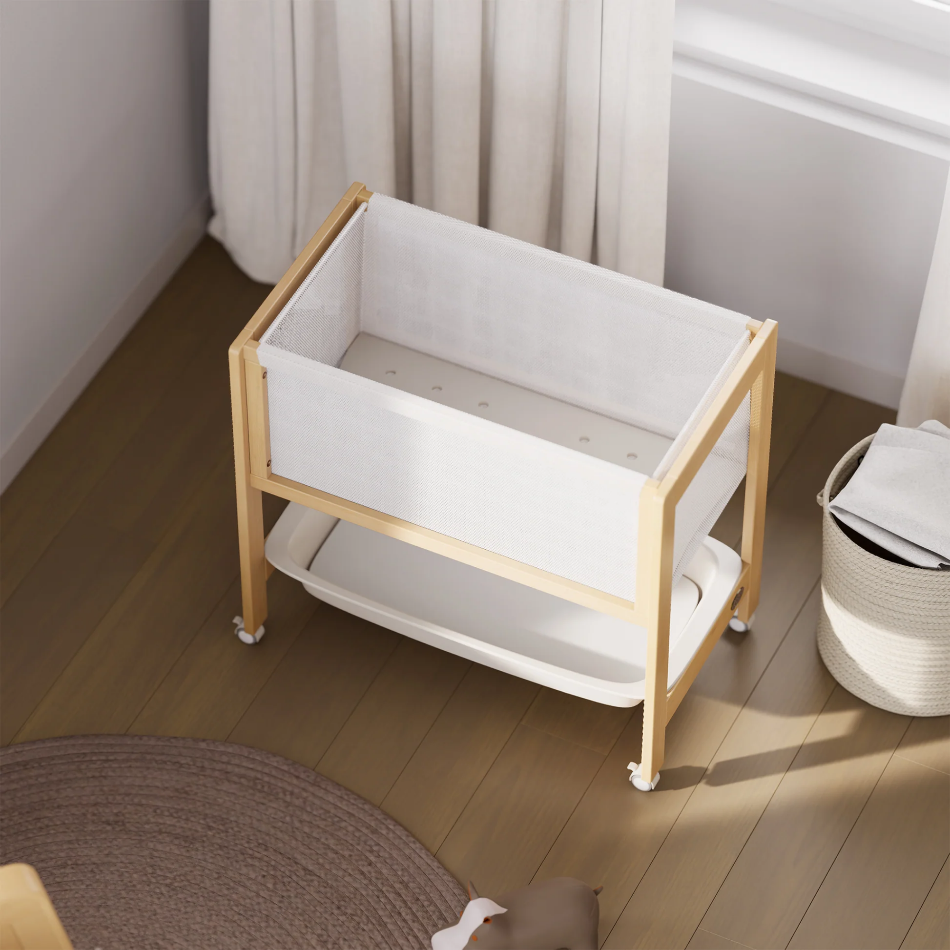 Boori Tidy Kids Bassinet/Change Table - 2 in 1, Almond & Barley White