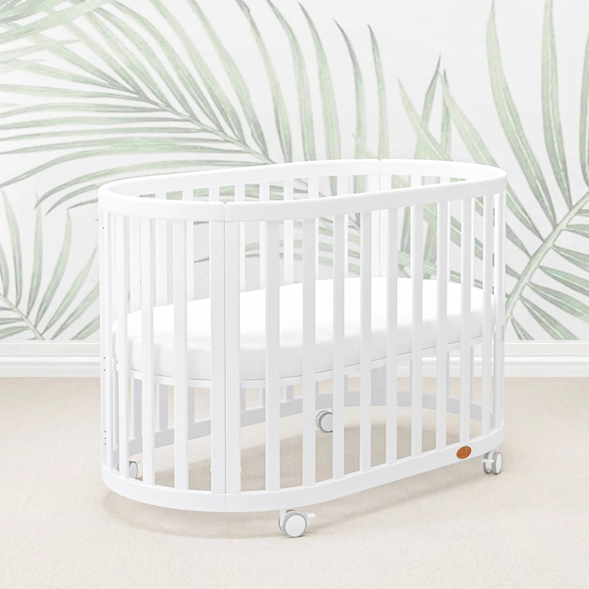 Boori Eden Kids Oval Cot V22 - Beech Wood, Barley White
