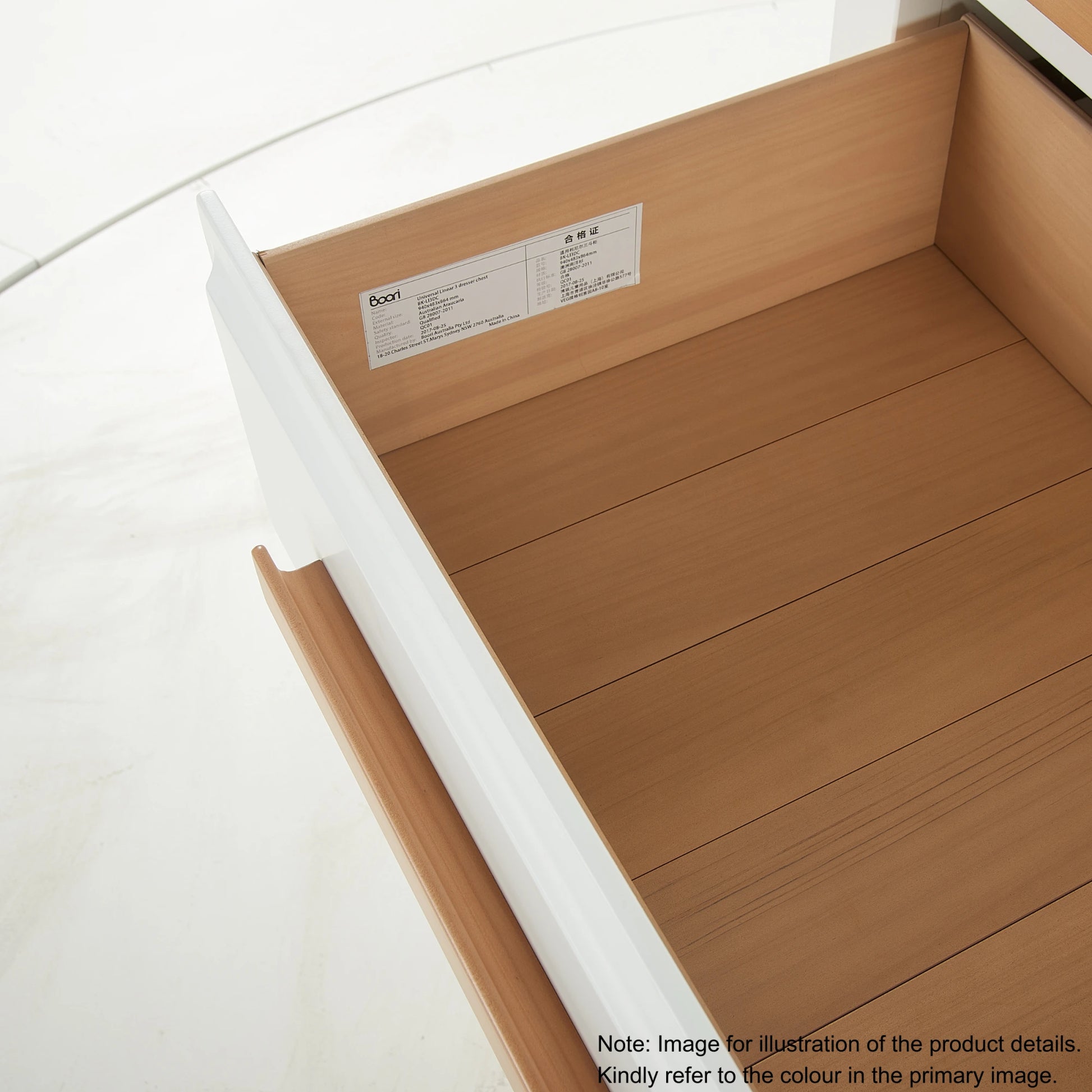 Boori Linear Kids 3 Drawer Chest Smart Assembly, Almond