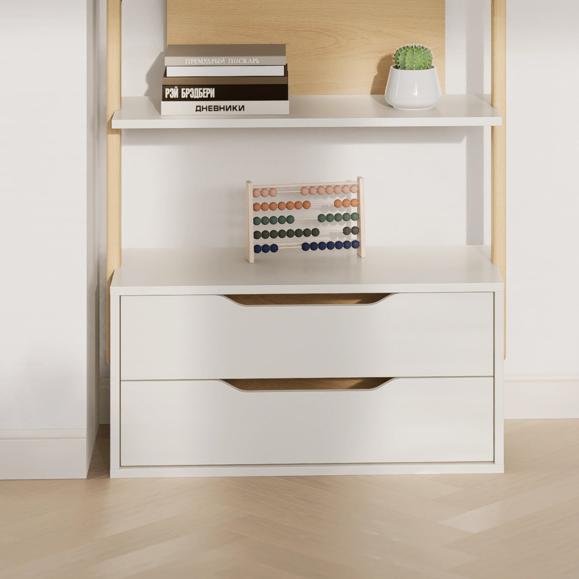 Boori Modular Kids 2 Drawer Bookshelf, Soft White