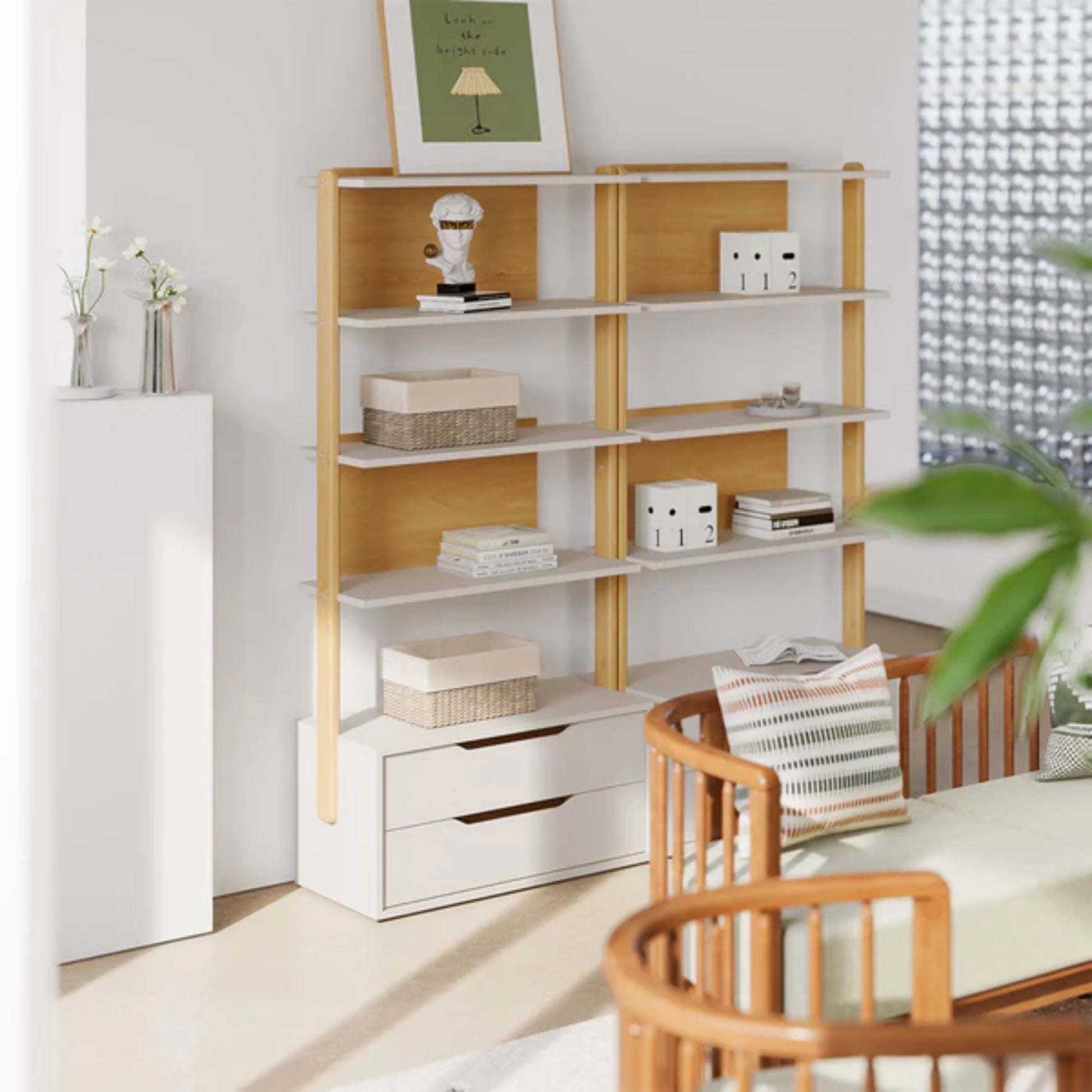 Boori Modular Kids 2 Drawer Bookshelf, Soft White