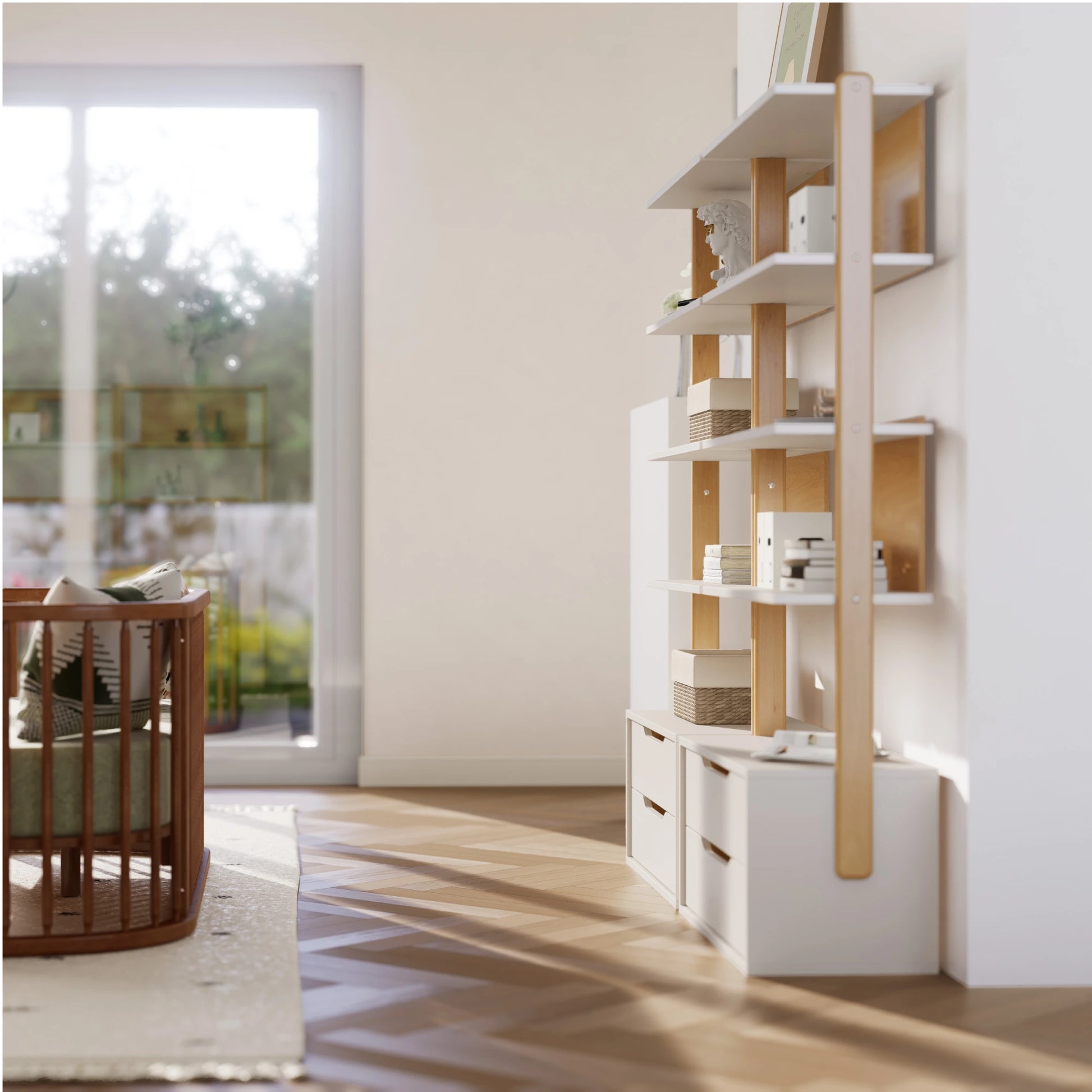 Boori Modular Kids 2 Drawer Bookshelf, Soft White