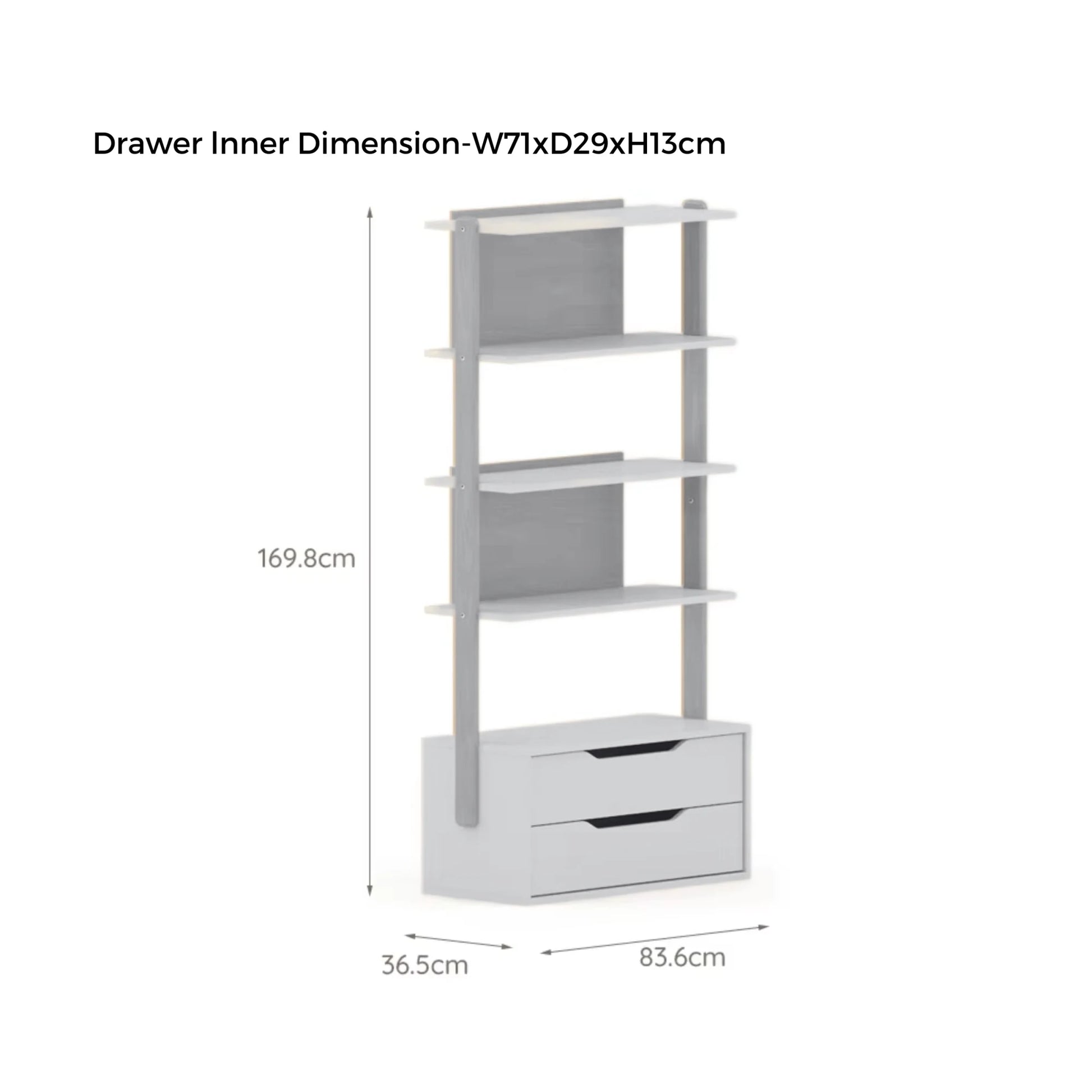 Boori Modular Kids 2 Drawer Bookshelf, Soft White