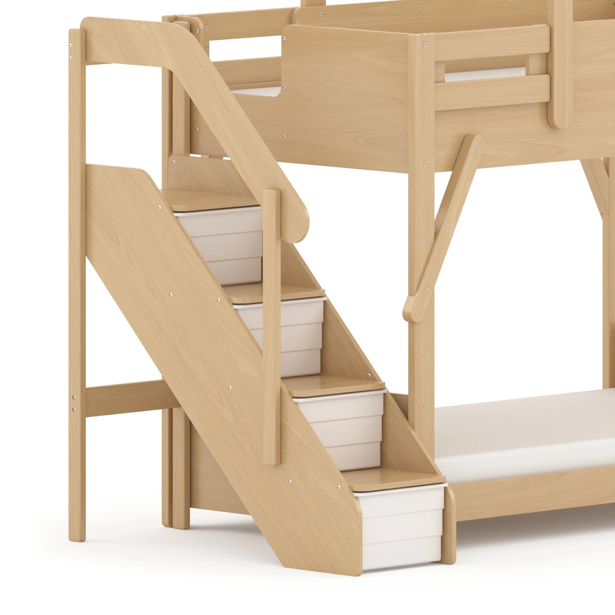 Boori Treehouse Kids NZ King Single Bunk Bed + Roof Frame and Storage Staircase with Tent Canopy, Beech