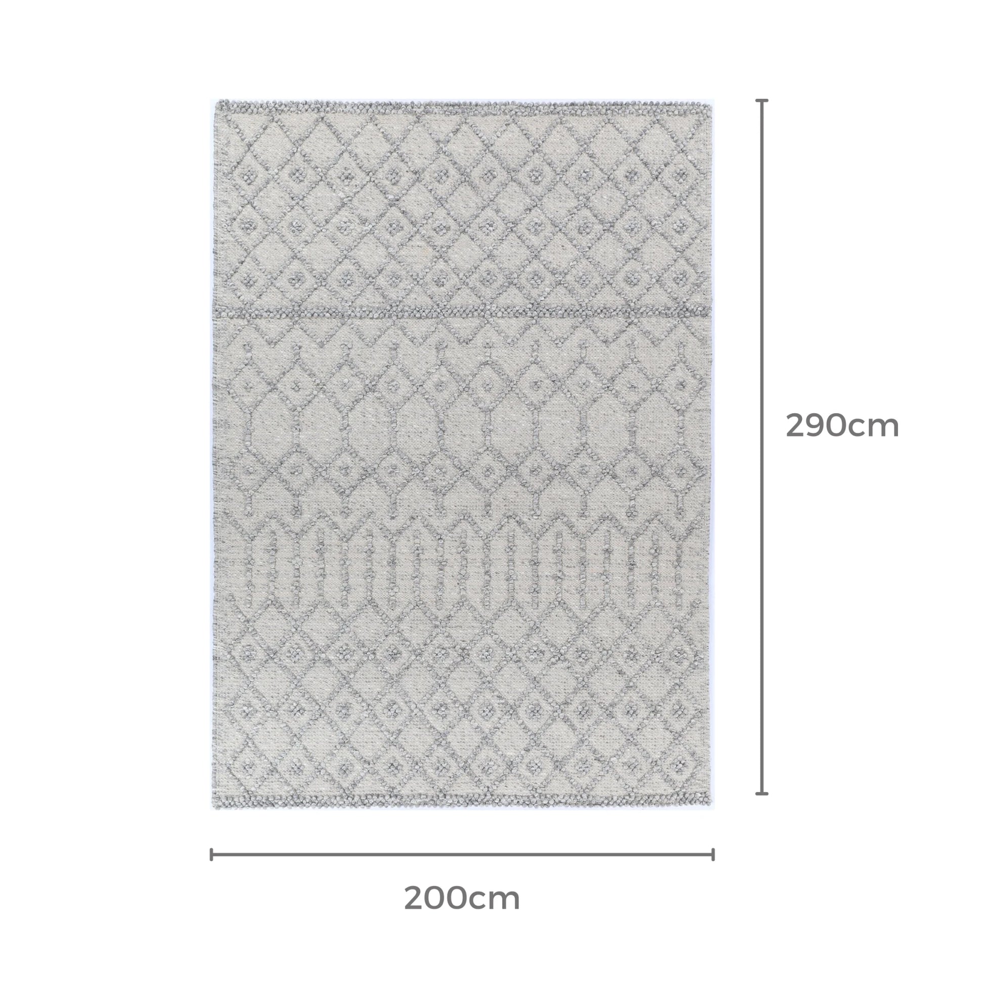 Wild Yarn Dream Wool and Cotton Rug, Steel, 200x290cm