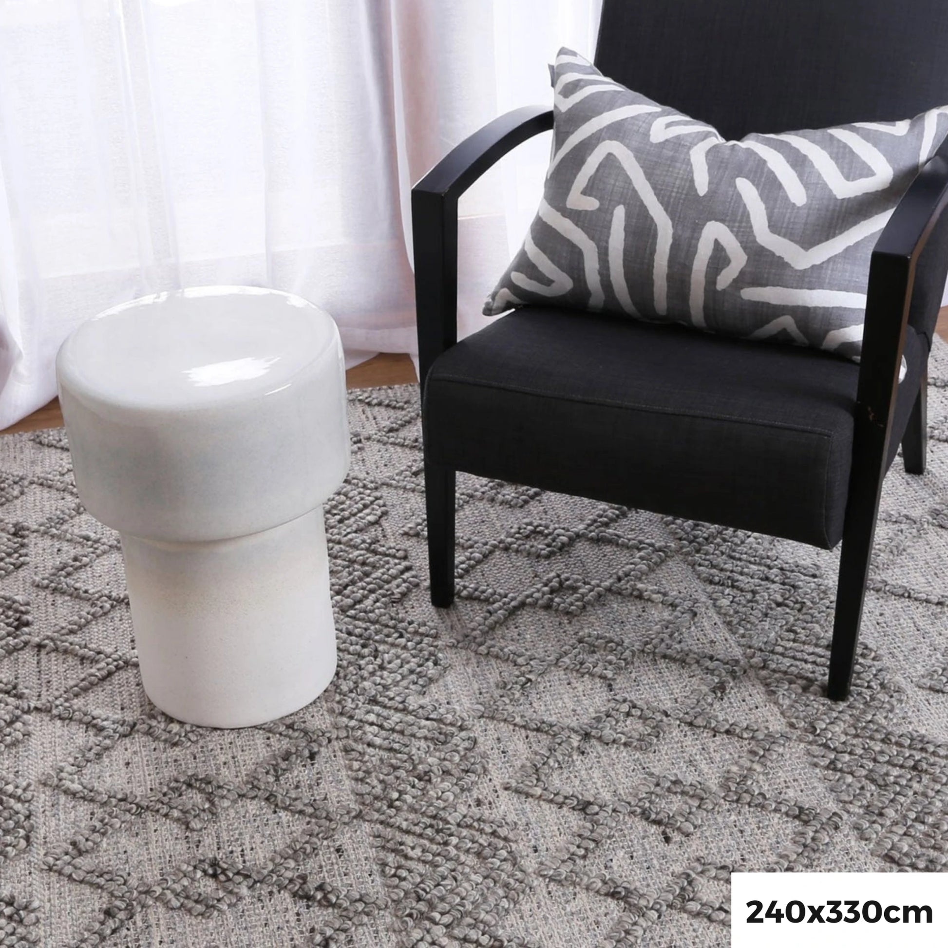 Wild Yarn Dream Wool and Cotton Rug, Steel, 240x330cm