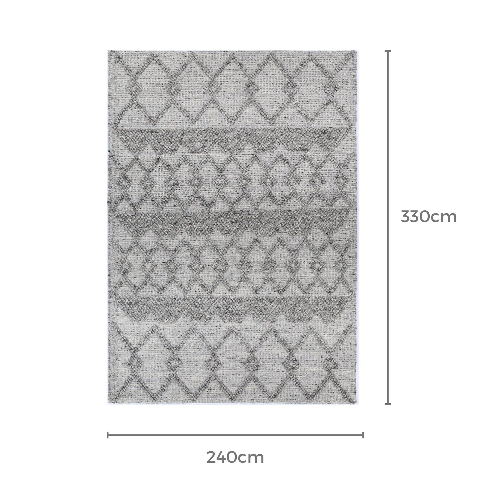 Wild Yarn Dream Wool and Cotton Rug, Steel, 240x330cm