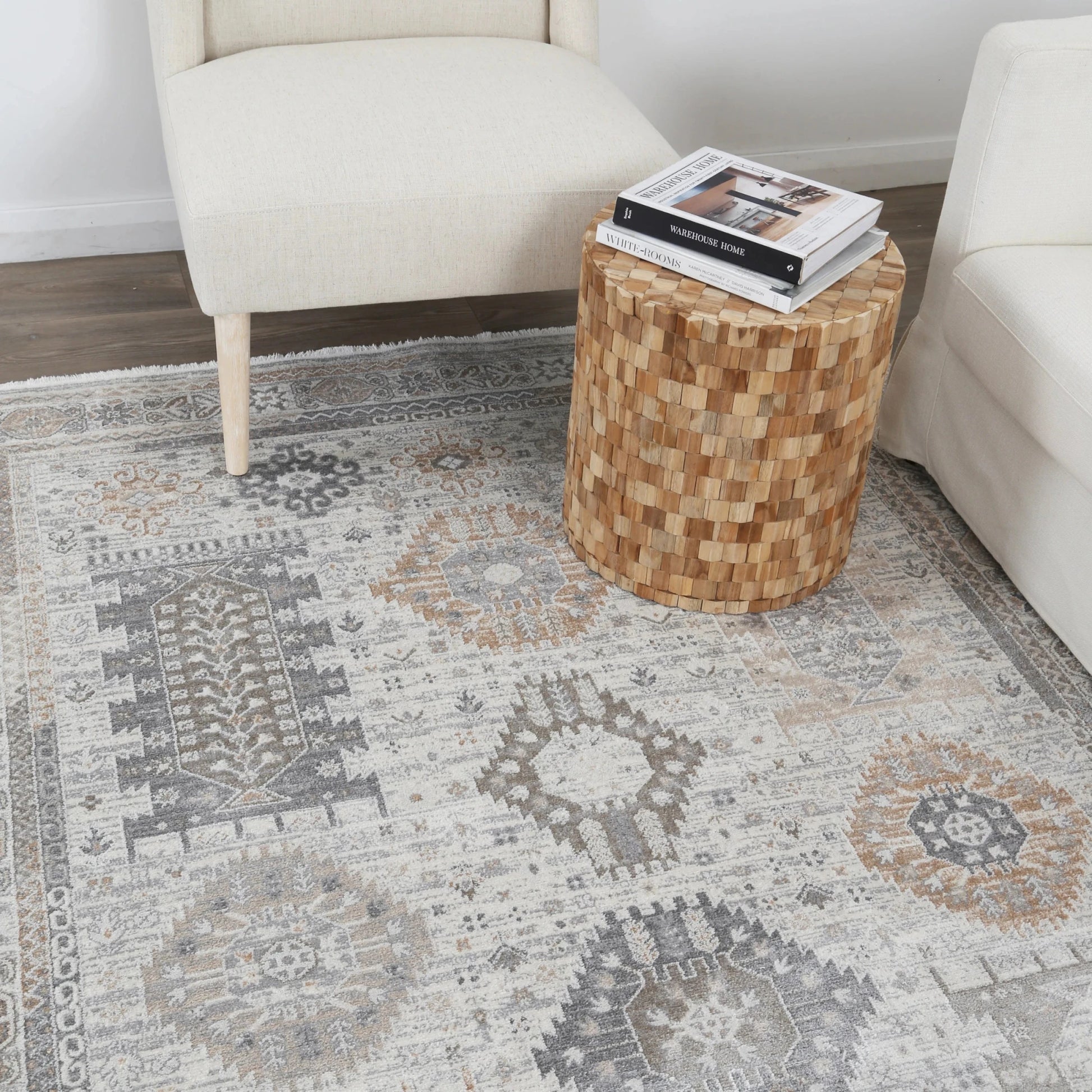Wild Yarn Seasons Vintage Serengeti Rug, Cream, Grey