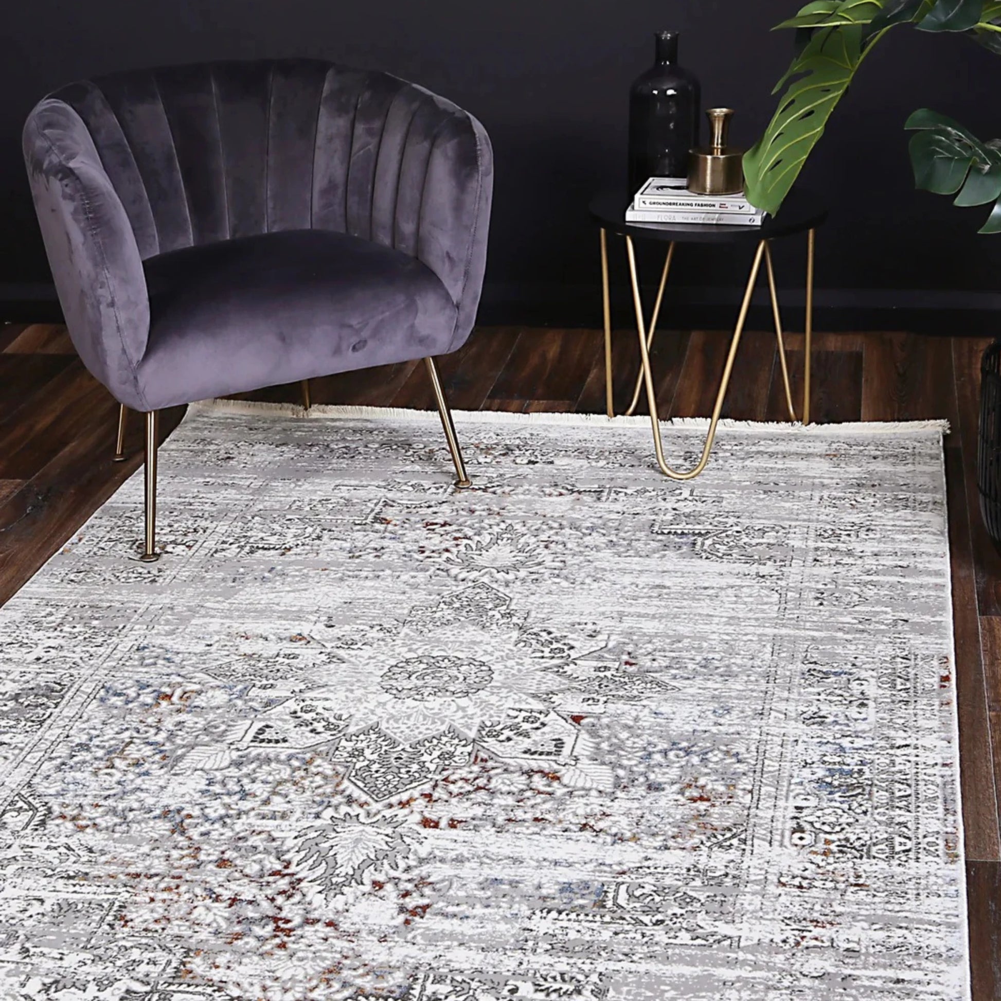 Dreamweaver Odyssey Cool Vintage Medallion Rug, Grey Multi