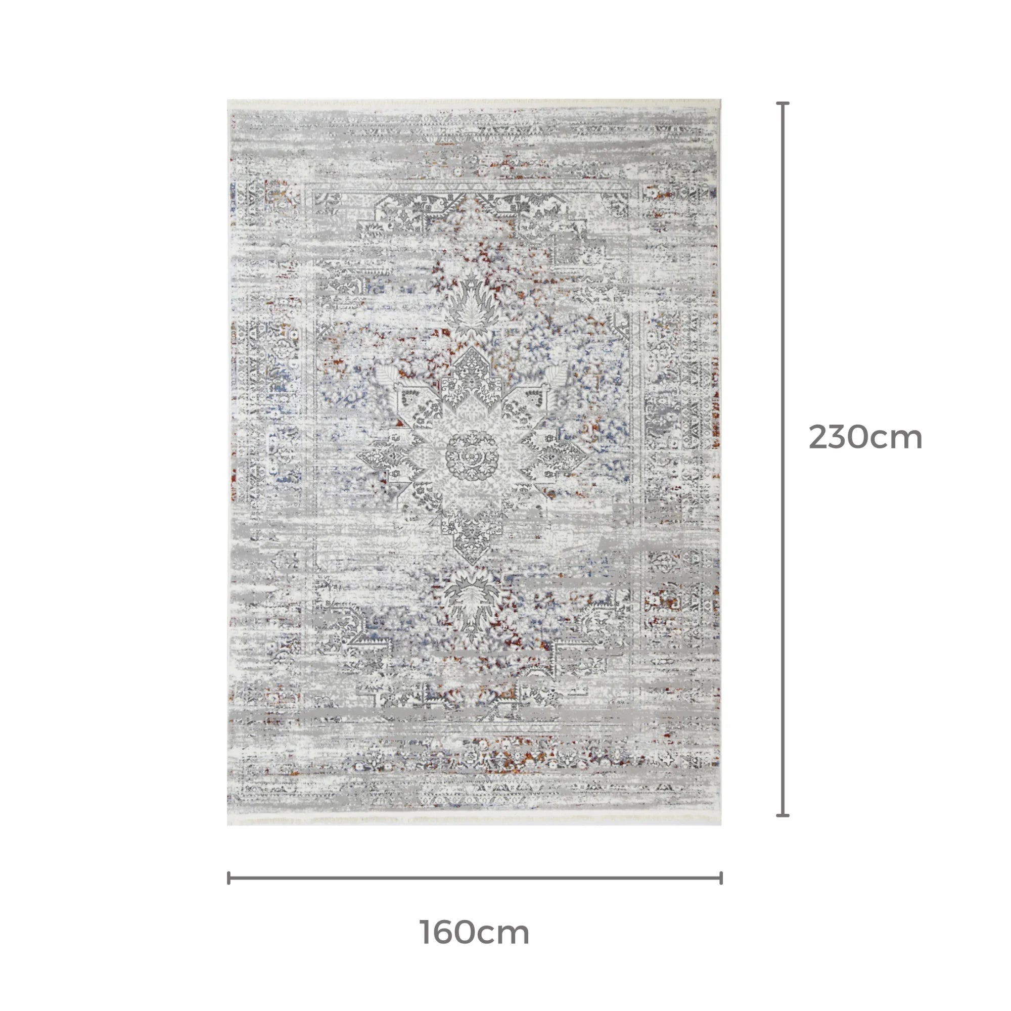 Dreamweaver Odyssey Cool Vintage Medallion Rug, Grey Multi