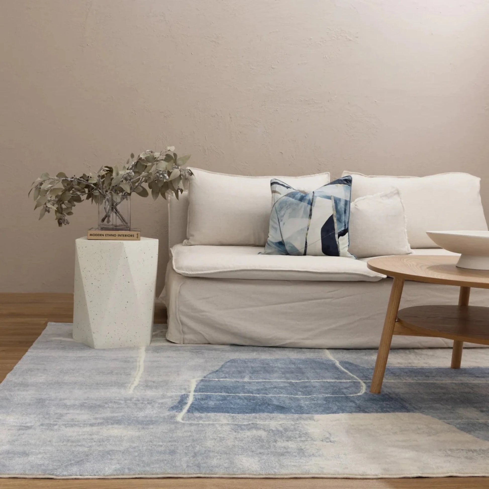 Dreamweaver Oasis Abstract Machine Washable Rug, Abstract Blue