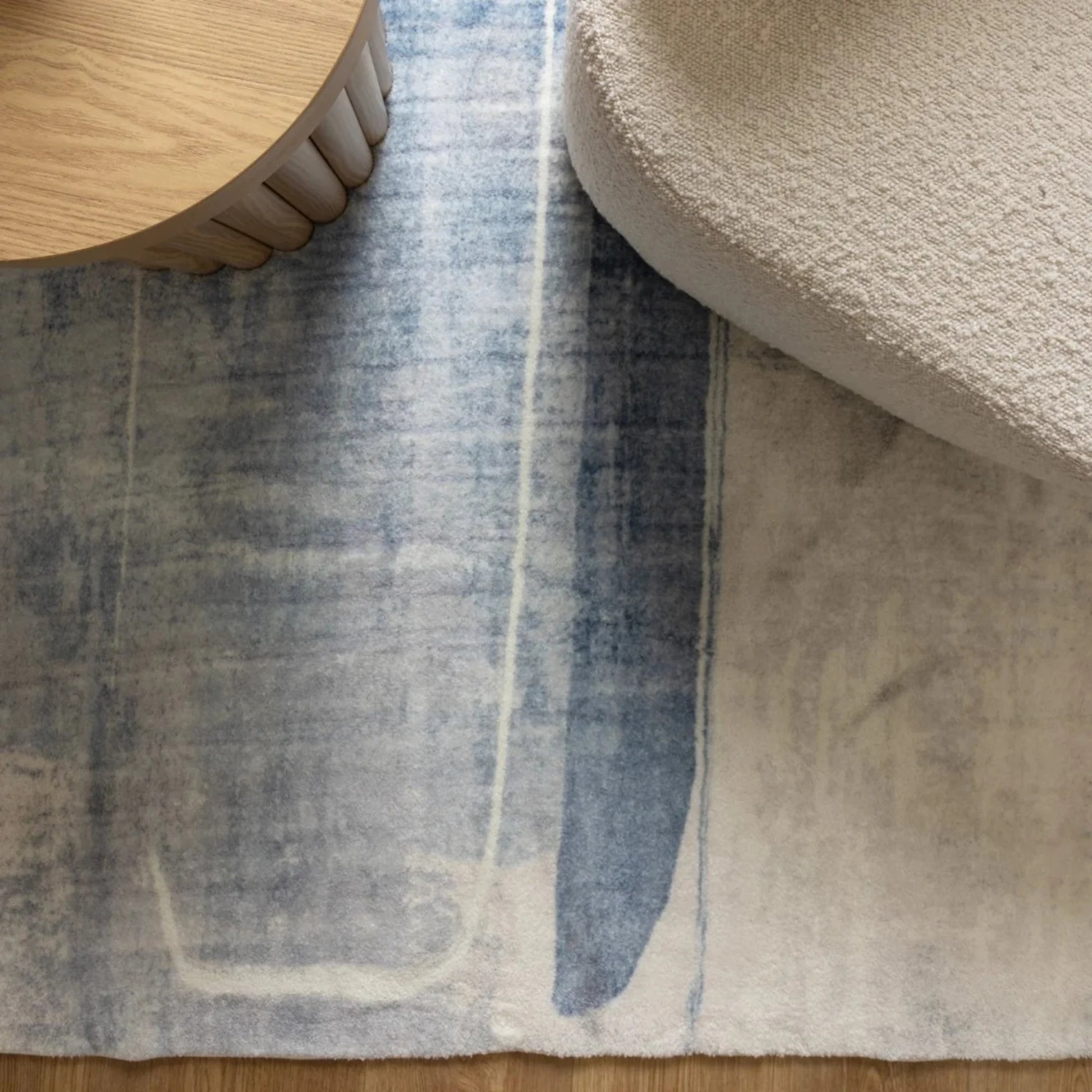 Dreamweaver Oasis Abstract Machine Washable Rug, Abstract Blue