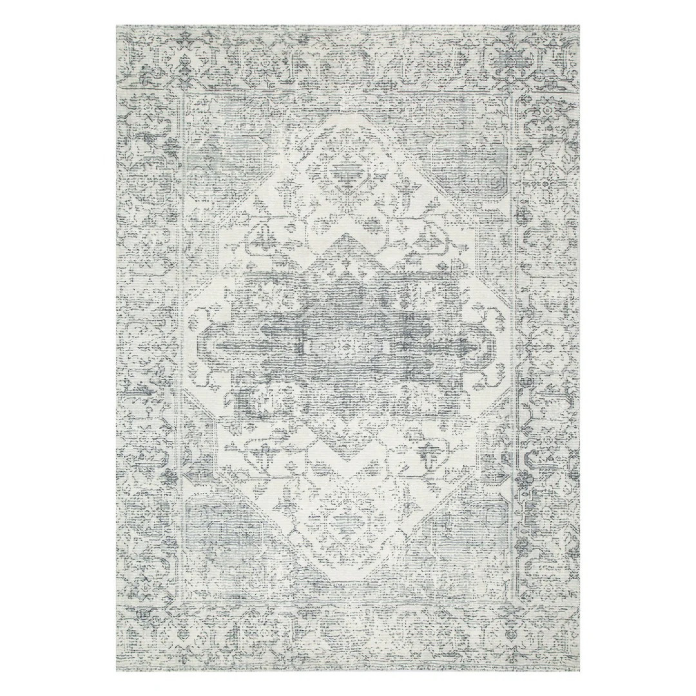 Dreamweaver Oasis Medallion Machine Washable Rug, Medallion Blue