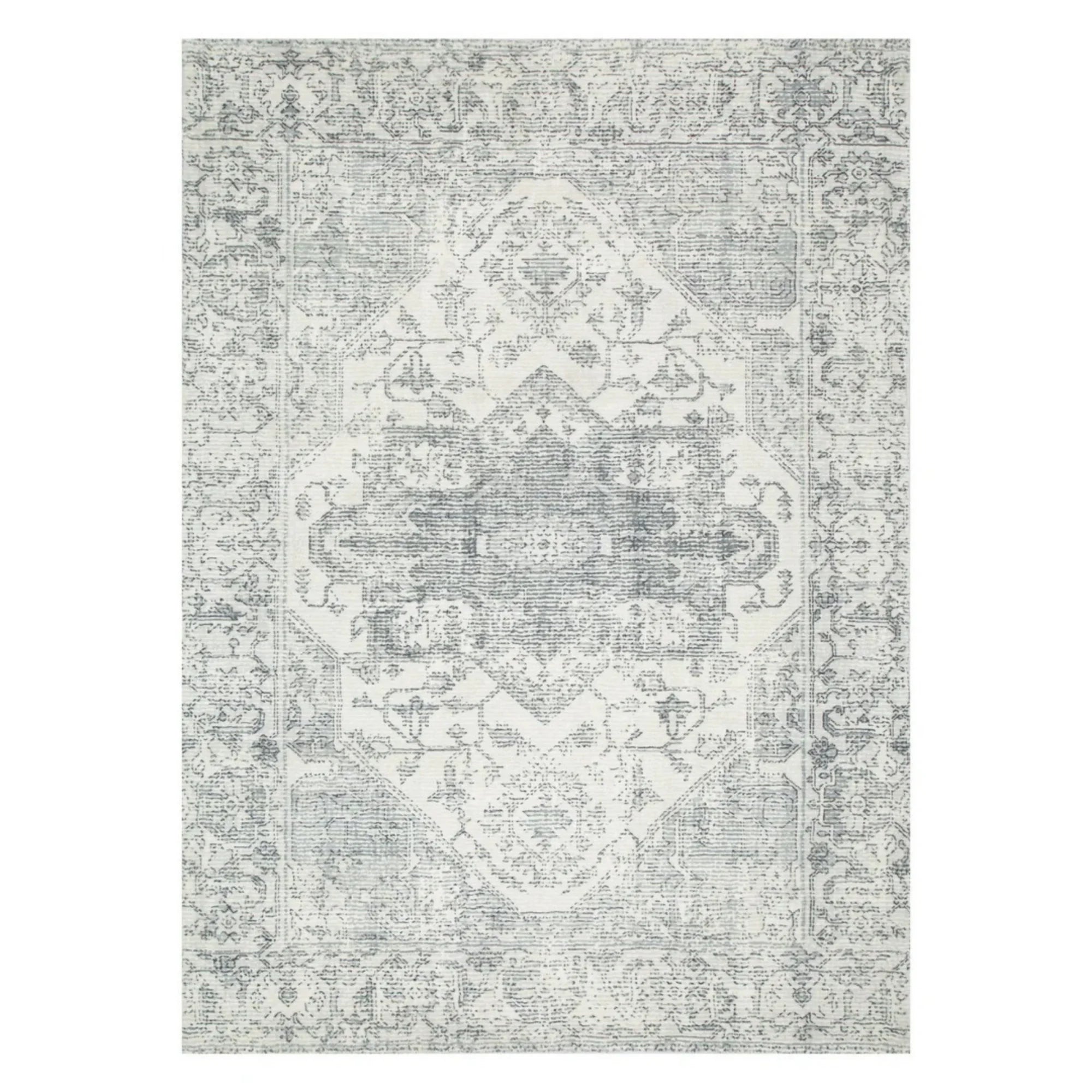 DreamWeaver Oasis Medallion Machine Washable Rug, Medallion Blue