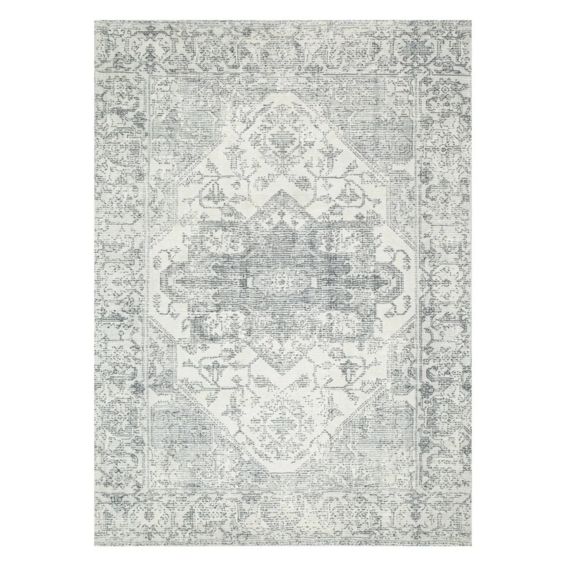 DreamWeaver Oasis Medallion Machine Washable Rug, Medallion Blue