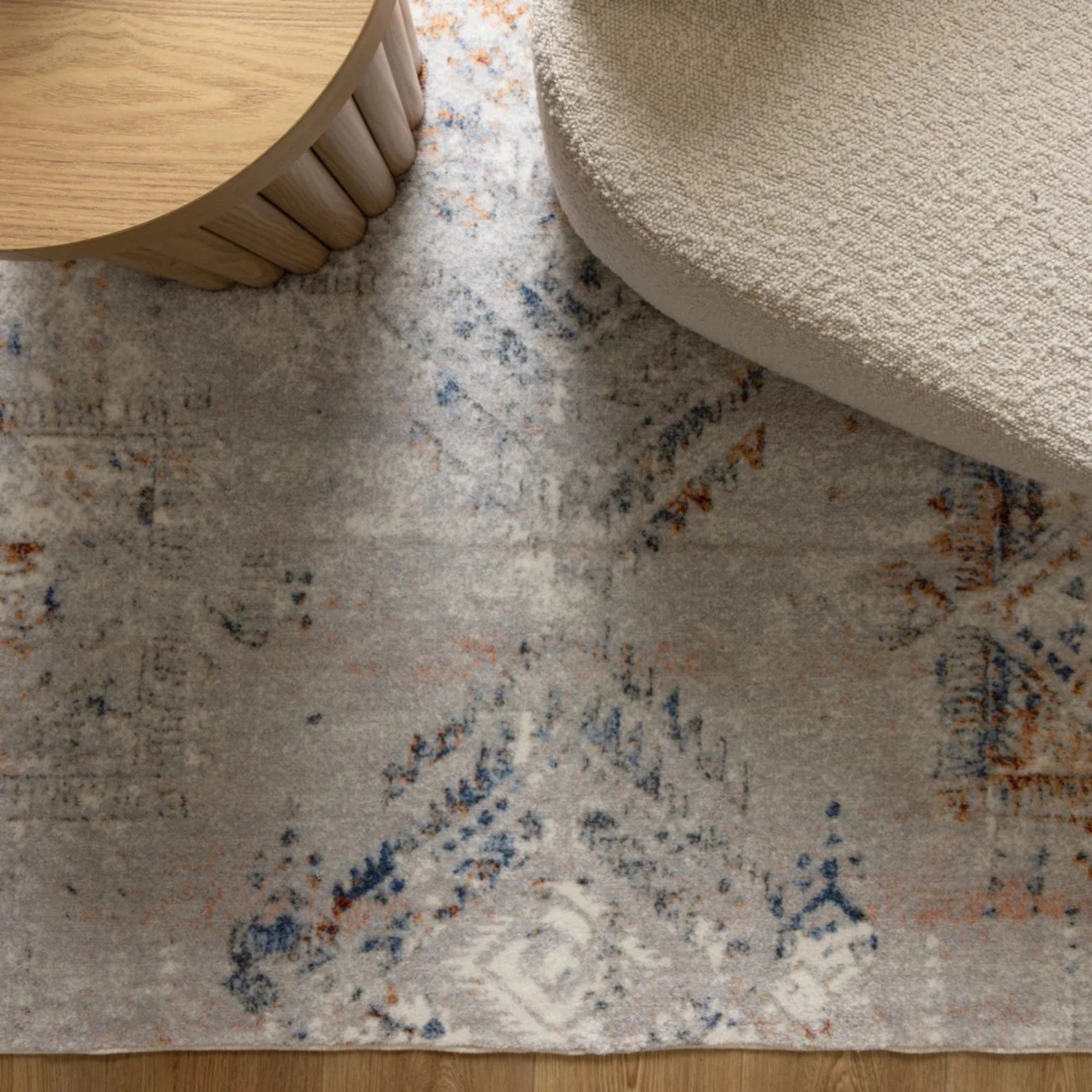 Dreamweaver Oasis Vintage Machine Washable Rug, Vintage Blue