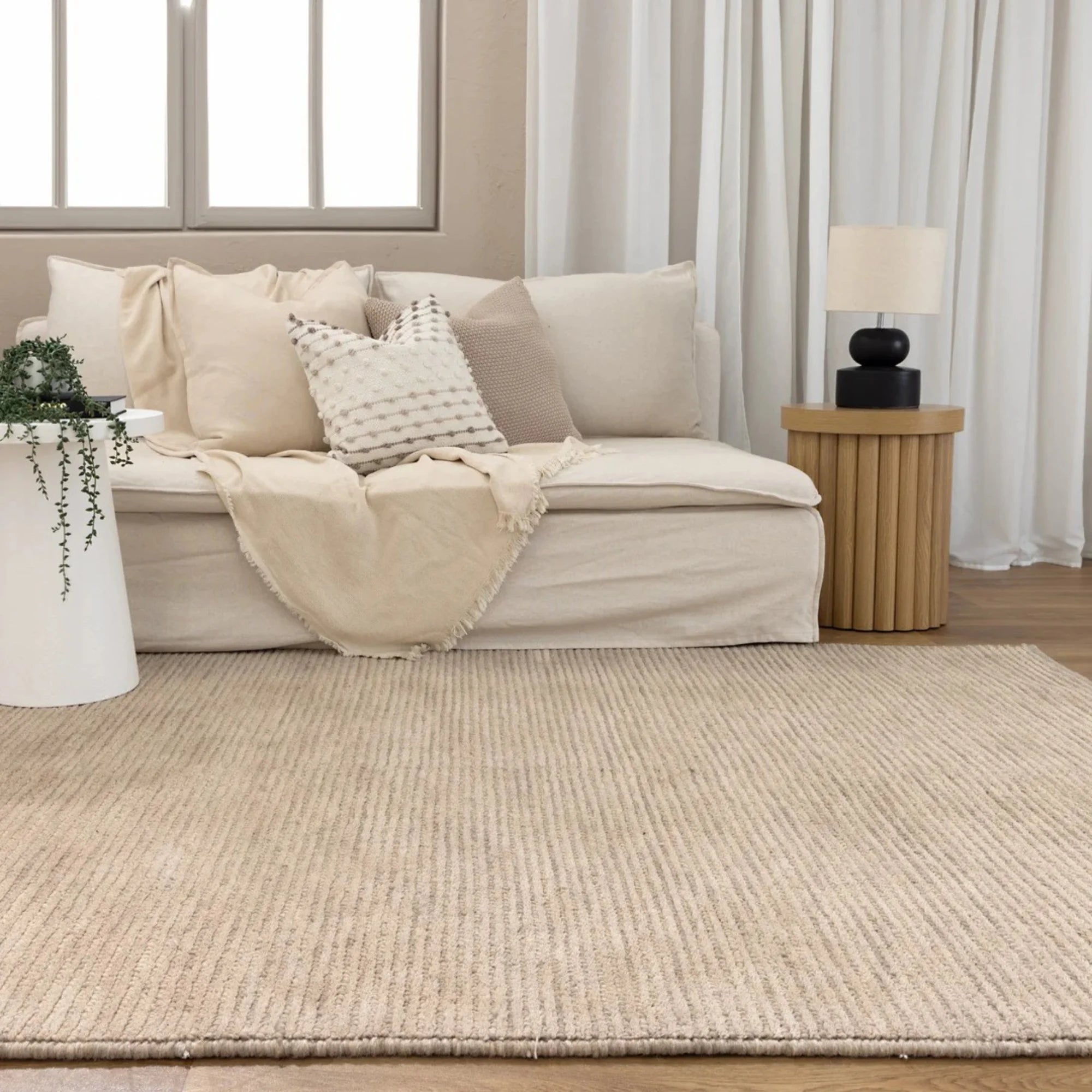 Dreamweaver Pure Scandinavian Fine Line Rug, Beige