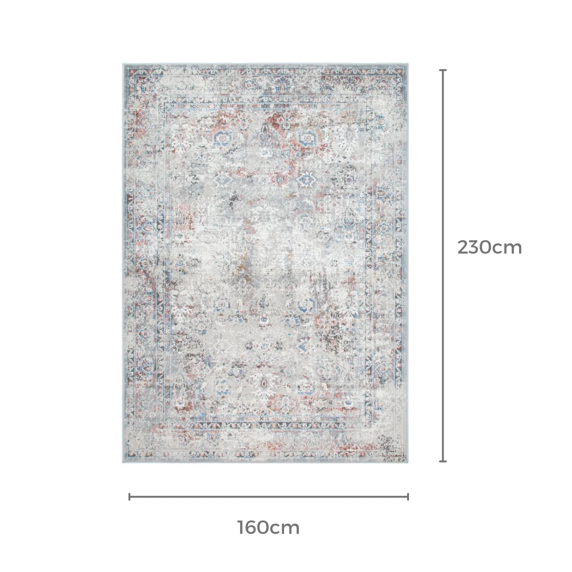 DreamWeaver Zenith Boho Contemporary Rug, Persian Grey