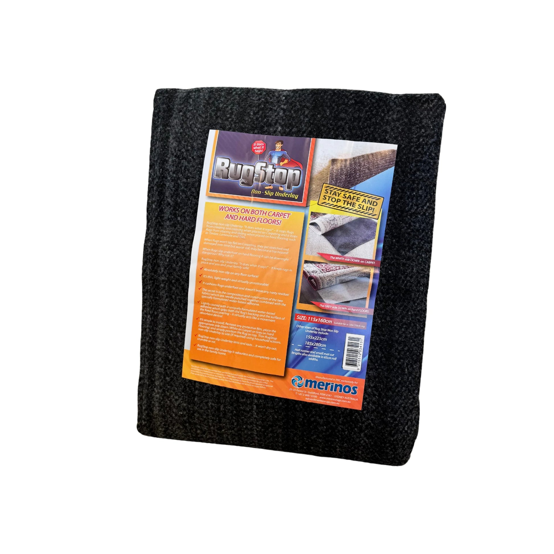 DreamWeaver Rugstop Non-Slip Underlay - Soft And Hard Flooring, Black