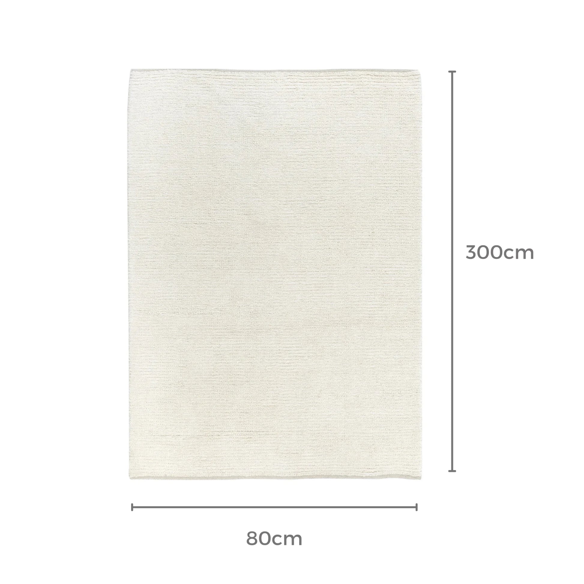 DreamWeaver Pure Scandinavian Wool Rug, Ivory, 80x300cm