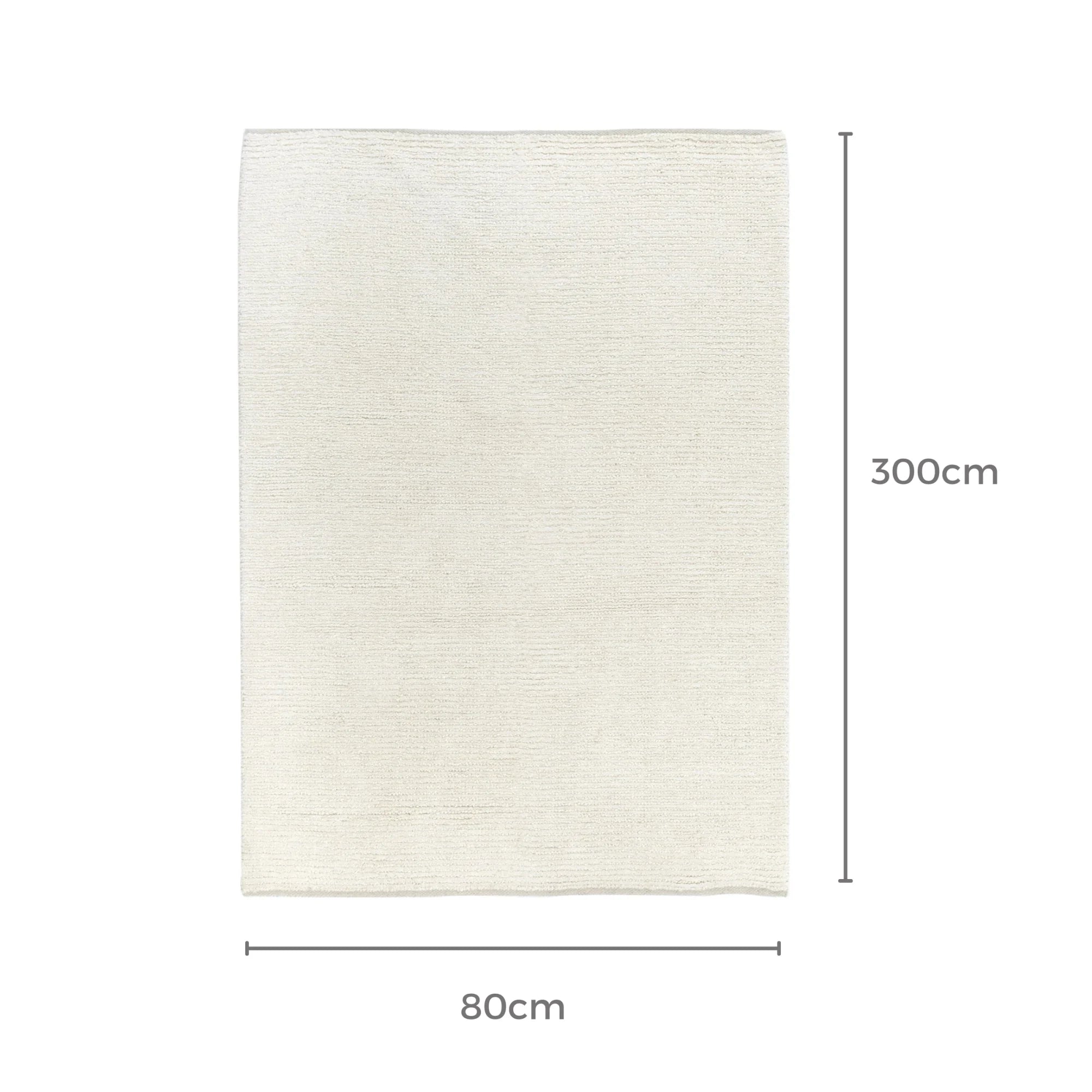 DreamWeaver Pure Scandinavian Wool Rug, Ivory, 80x300cm