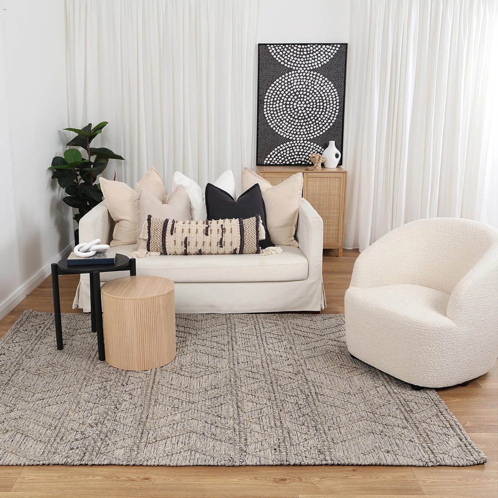 Dreamweaver Wave Scandinavian Lattice Rug, Lattice Ash