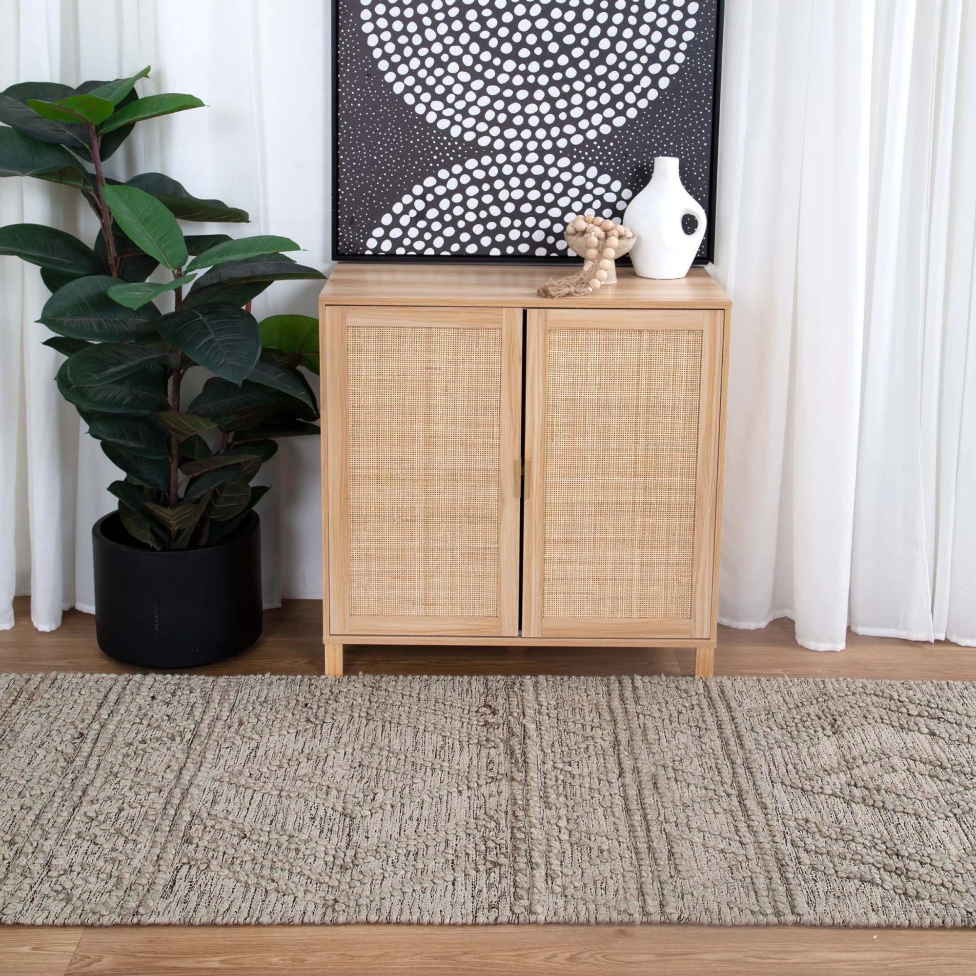 Dreamweaver Wave Scandinavian Lattice Rug, Lattice Ash