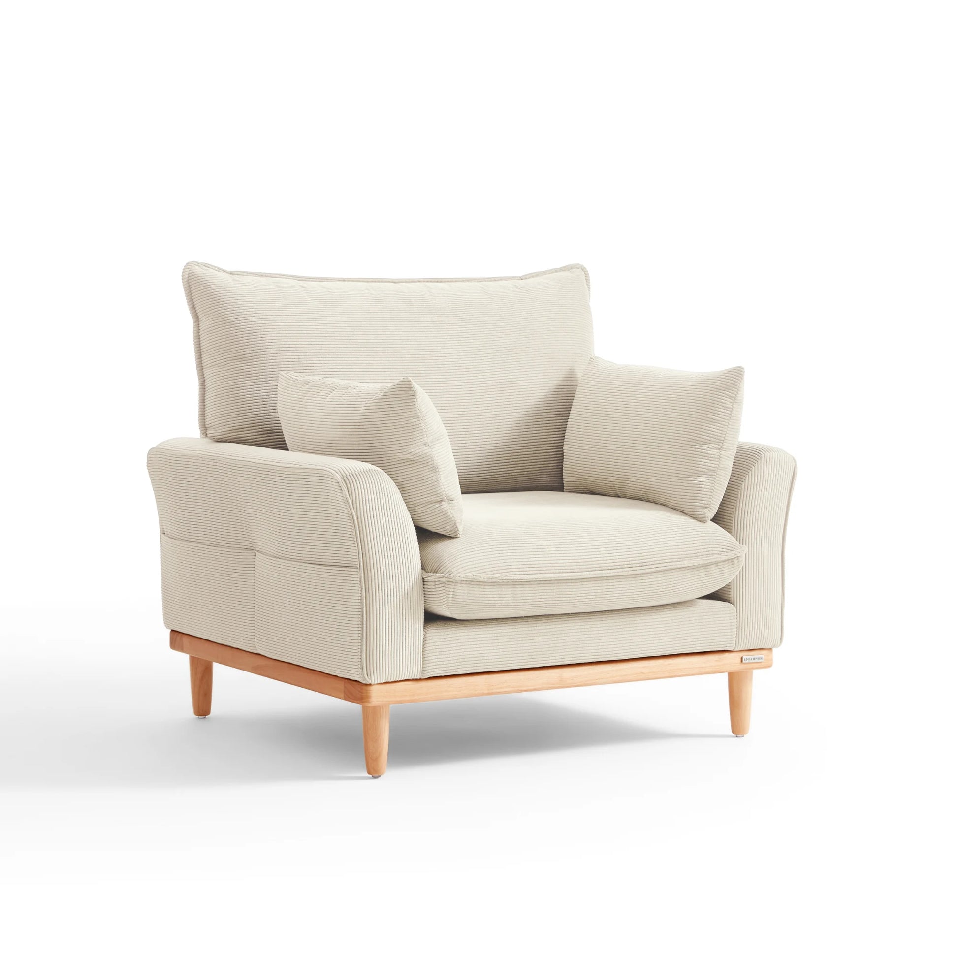 Linspire Moss 1-Seater Sofa, Neutral White & Natural Wood