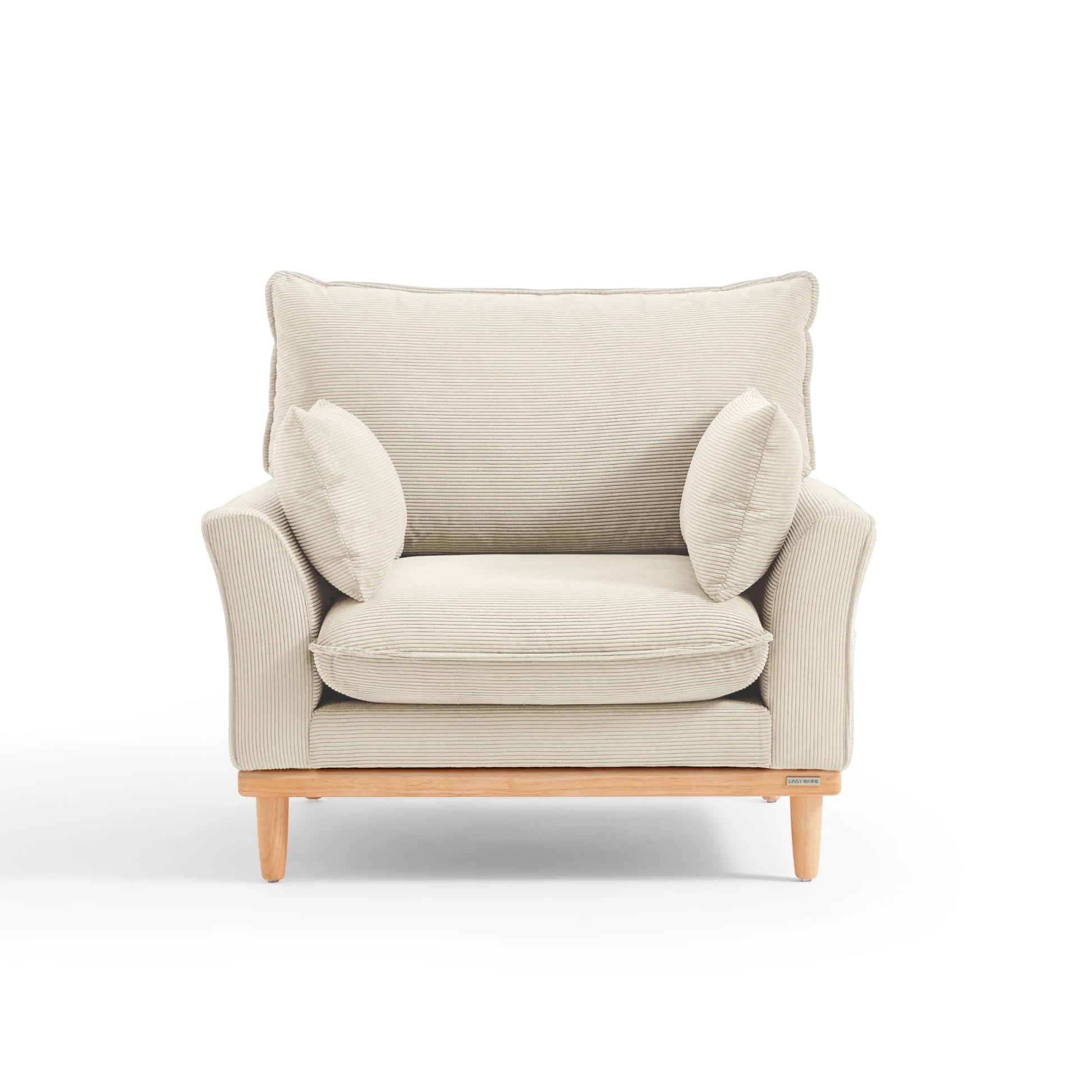 Linspire Moss 1-Seater Sofa, Neutral White & Natural Wood