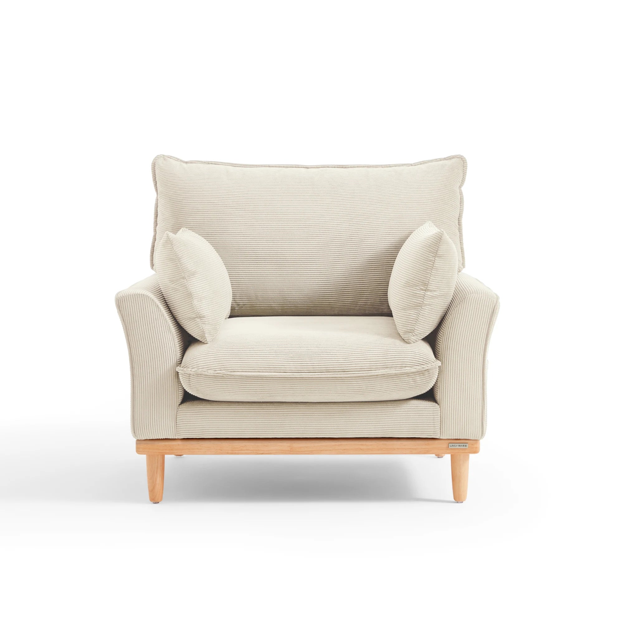 Linspire Moss 1-Seater Sofa, Neutral White & Natural Wood
