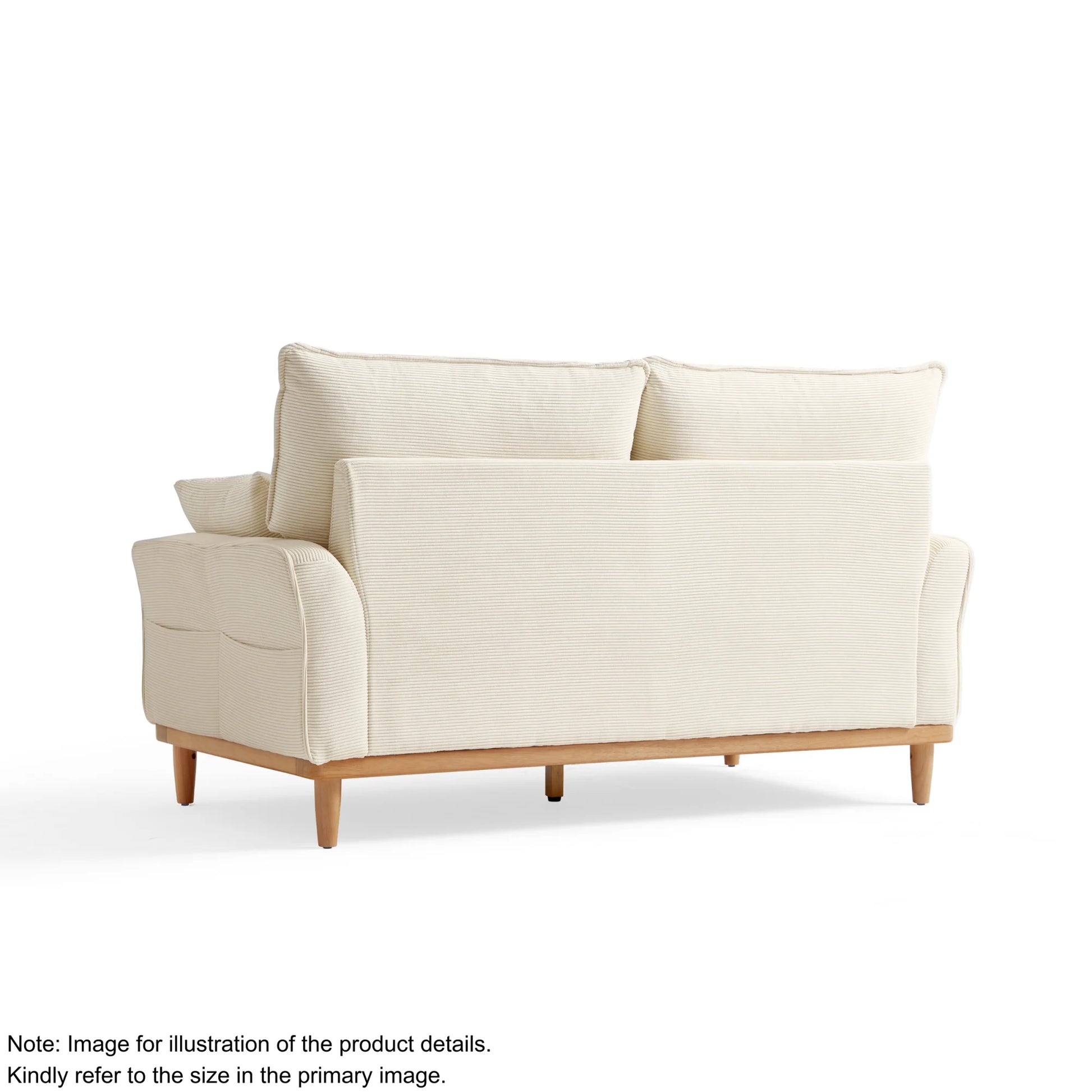 Linspire Moss 1-Seater Sofa, Neutral White & Natural Wood