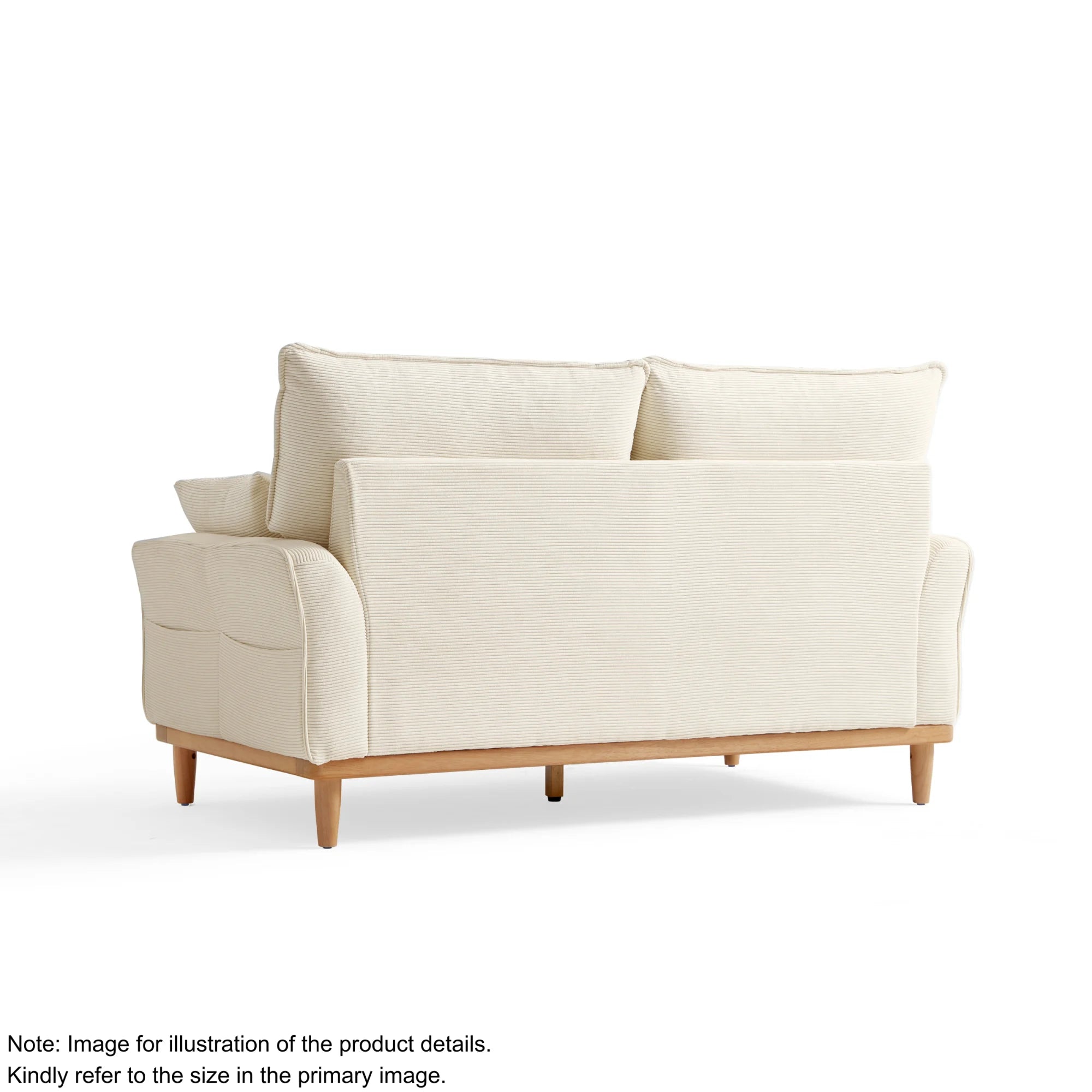 Linspire Moss 1-Seater Sofa, Neutral White & Natural Wood