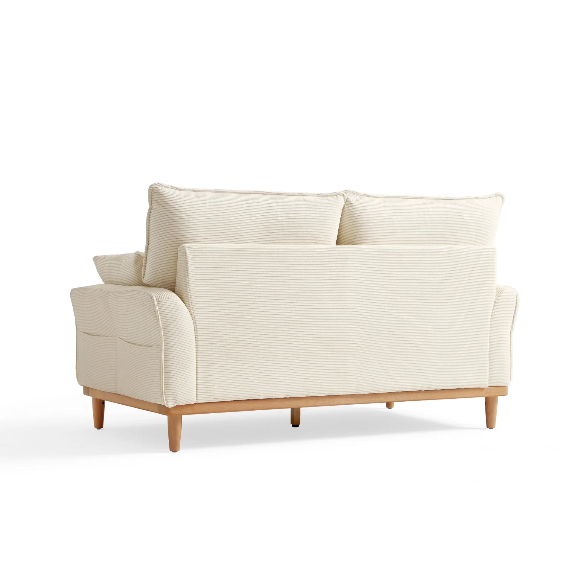Linspire Moss 2-Seater Sofa, Neutral White & Natural Wood